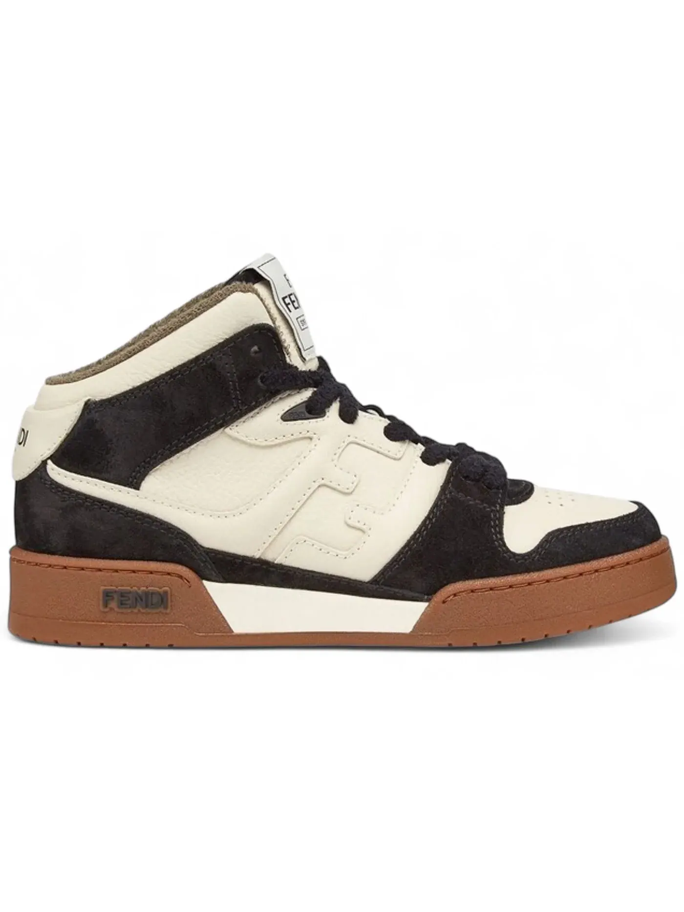 Женские кроссовки с контрастной подошвой Fendi Match Mid Fendi — изображение 1 из 1, черный/кремовый