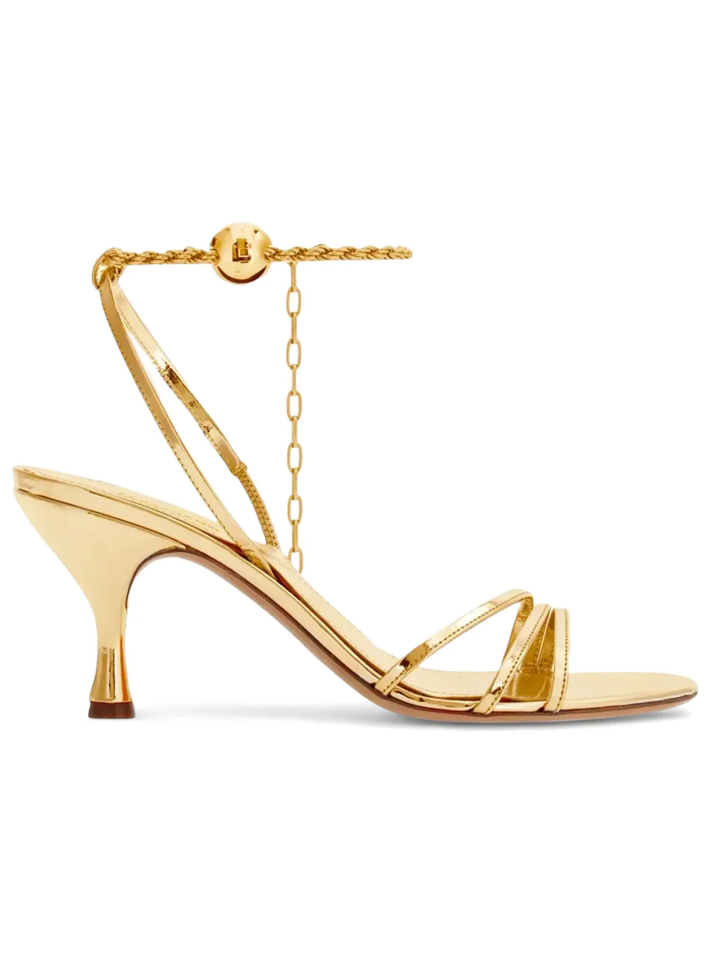 Женские босоножки на каблуке Ferragamo 70mm Ankle-Chain Sandals — изображение 1 из 1, золото
