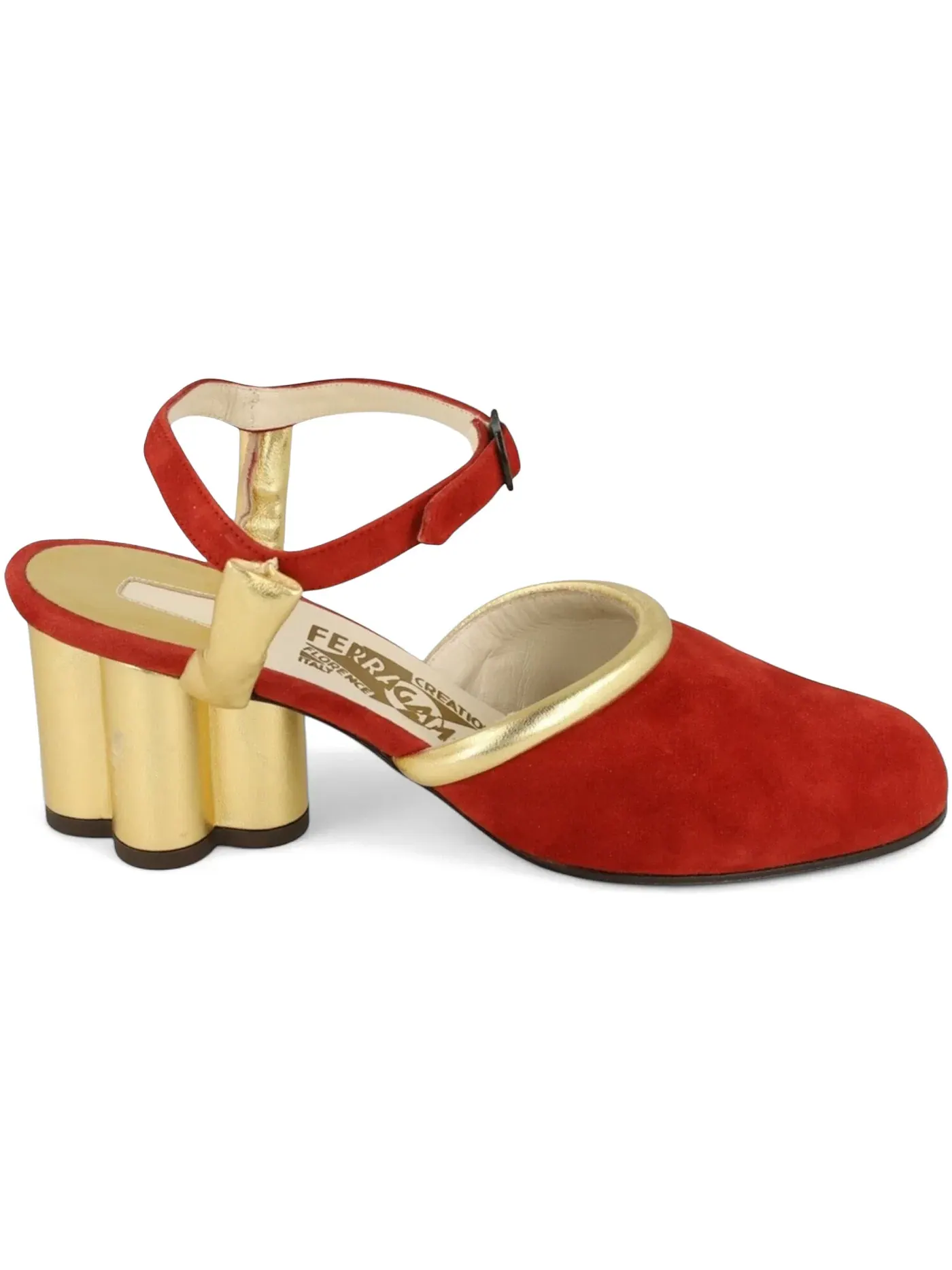 Женские босоножки на каблуке Ferragamo Altana Archive Limited Edition 1930s Sandals — изображение 1 из 3, красный