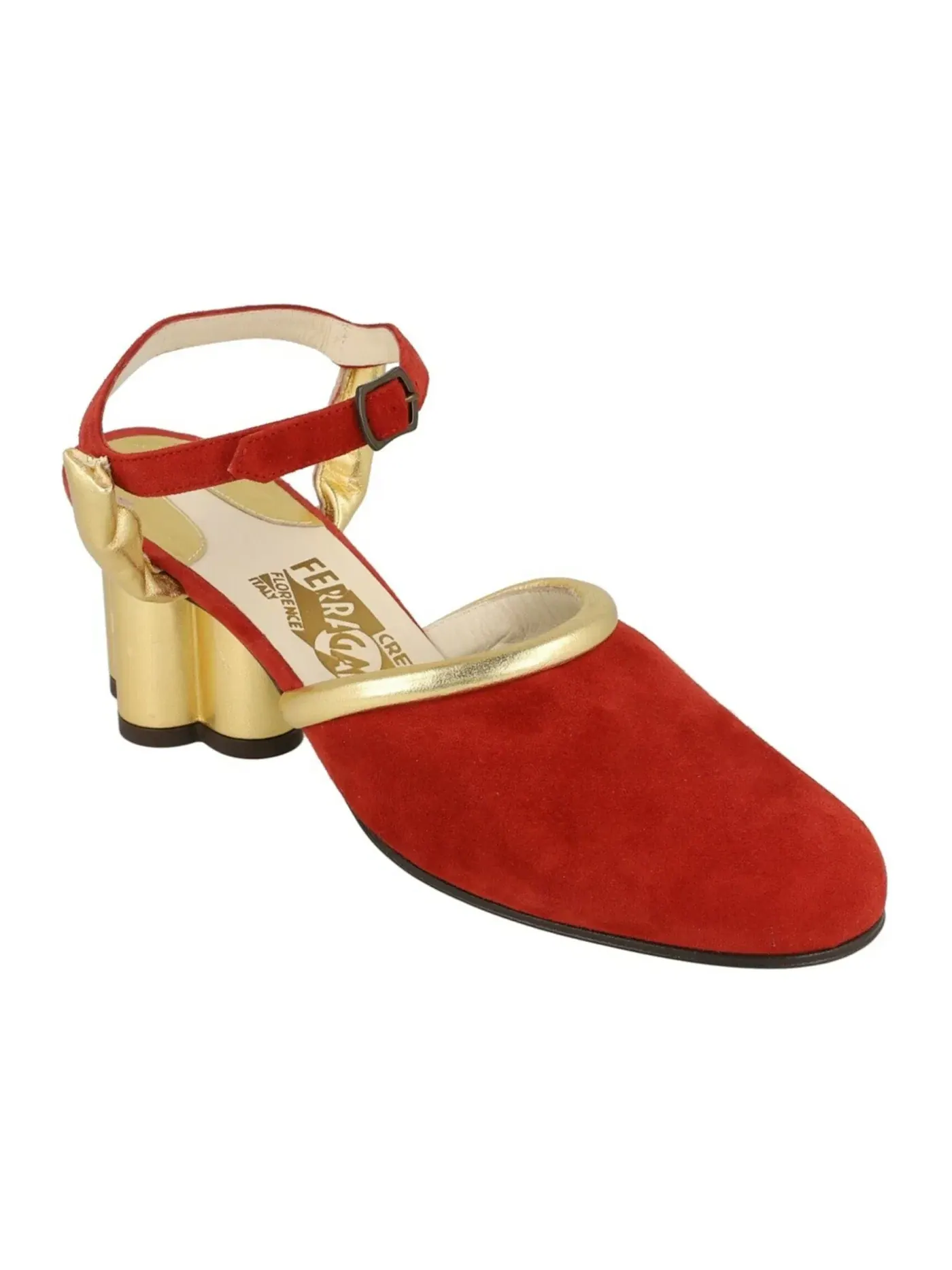Женские босоножки на каблуке Ferragamo Altana Archive Limited Edition 1930s Sandals — изображение 2 из 3, красный