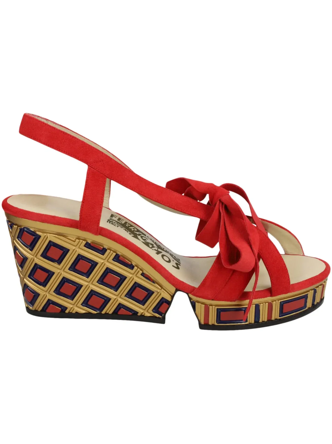 Женские туфли на танкетке с ремешком Ferragamo Avanguardie Archive Limited Edition 1940's Wedges — изображение 1 из 3