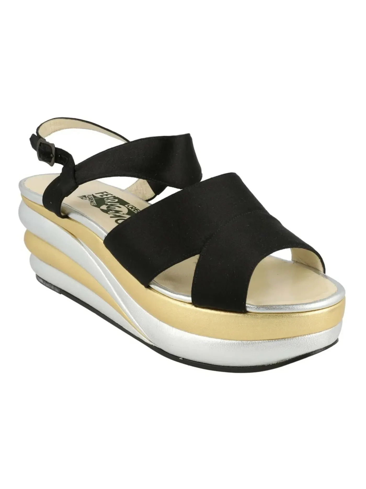 Женские сандалии-клипсы с танкеткой Ferragamo Balance Archive Limited Edition 1938 Wedge Sandals — изображение 2 из 3, черный