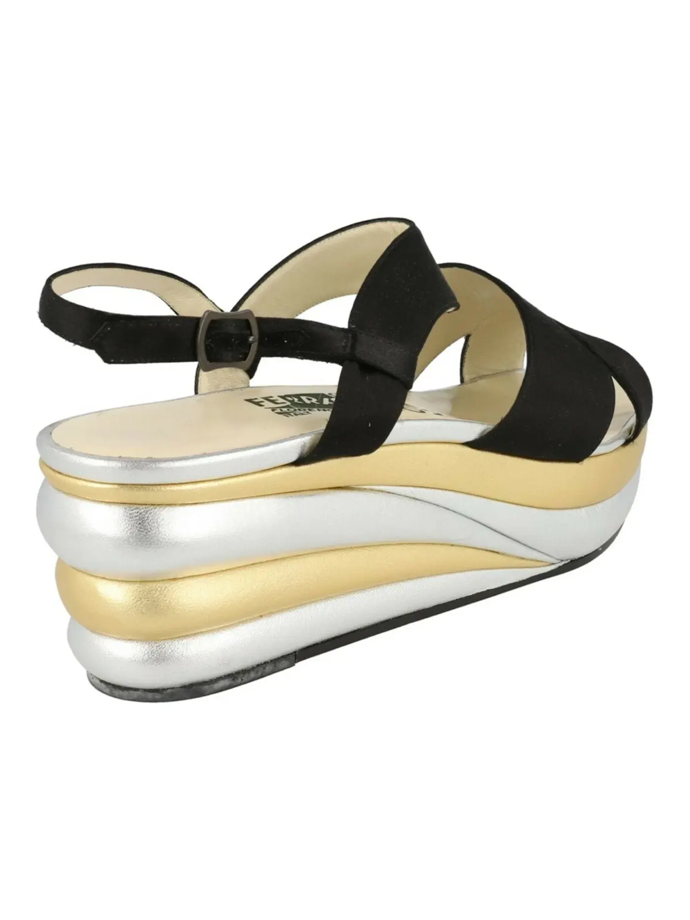 Женские сандалии-клипсы с танкеткой Ferragamo Balance Archive Limited Edition 1938 Wedge Sandals — изображение 3 из 3, черный