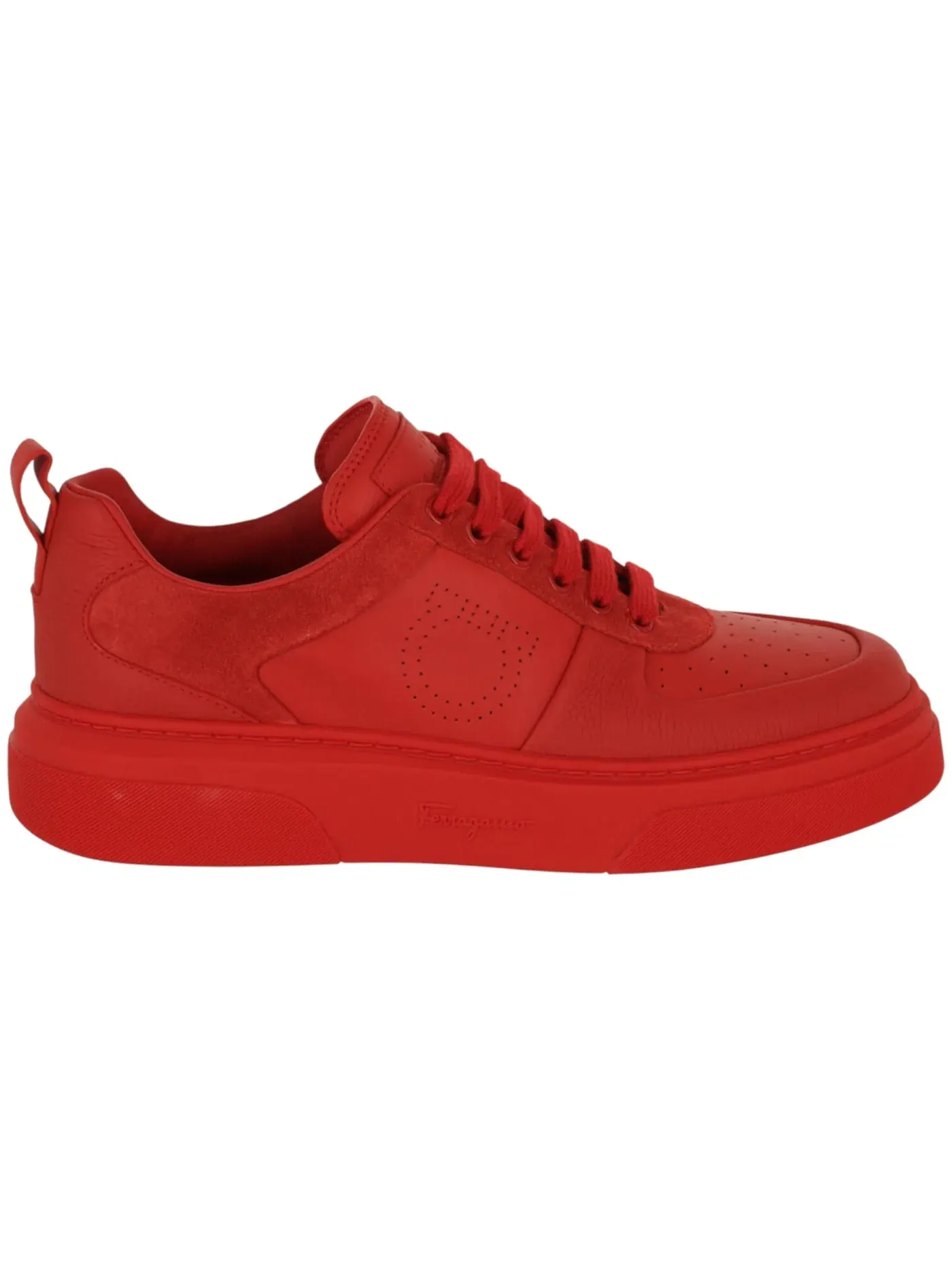 Мужские кроссовки низкие с замшевыми вставками Ferragamo Cassina Low-Top Sneakers Ferragamo — изображение 1 из 3, красный