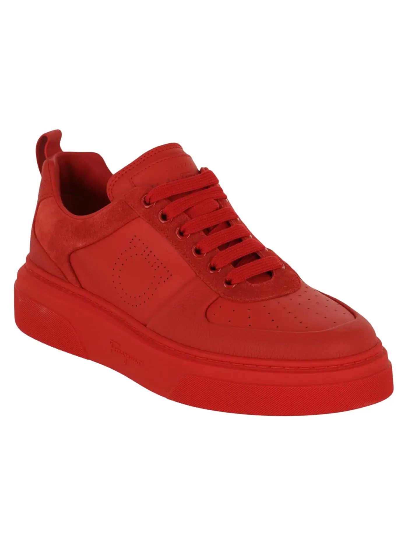Мужские кроссовки низкие с замшевыми вставками Ferragamo Cassina Low-Top Sneakers Ferragamo — изображение 2 из 3, красный