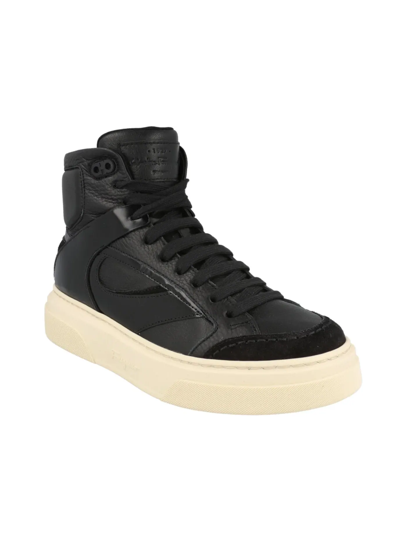 Мужские кроссовки кожаные Ferragamo Cassio Leather High Top — изображение 2 из 3, черный