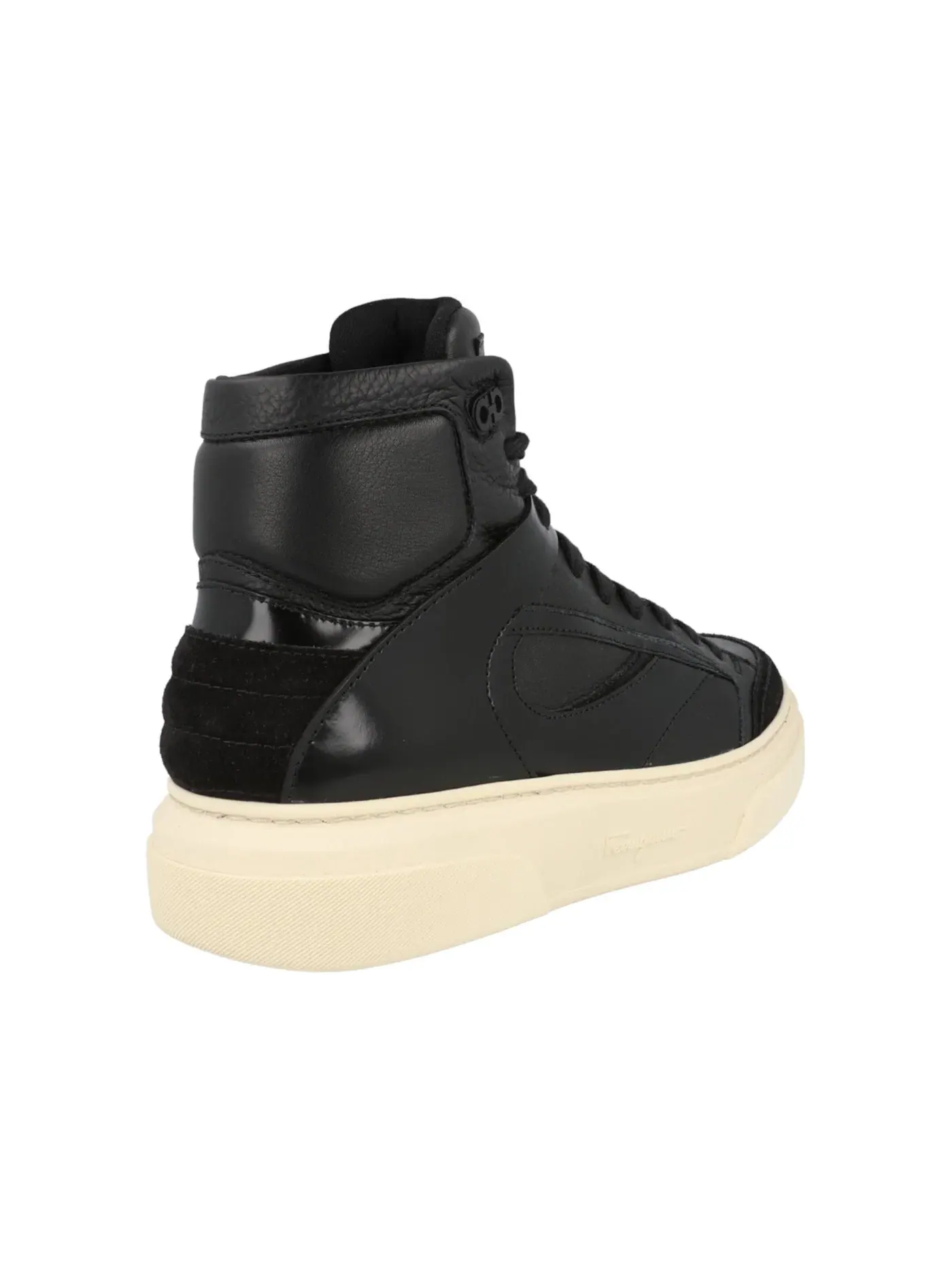 Мужские кроссовки кожаные Ferragamo Cassio Leather High Top — изображение 3 из 3, черный