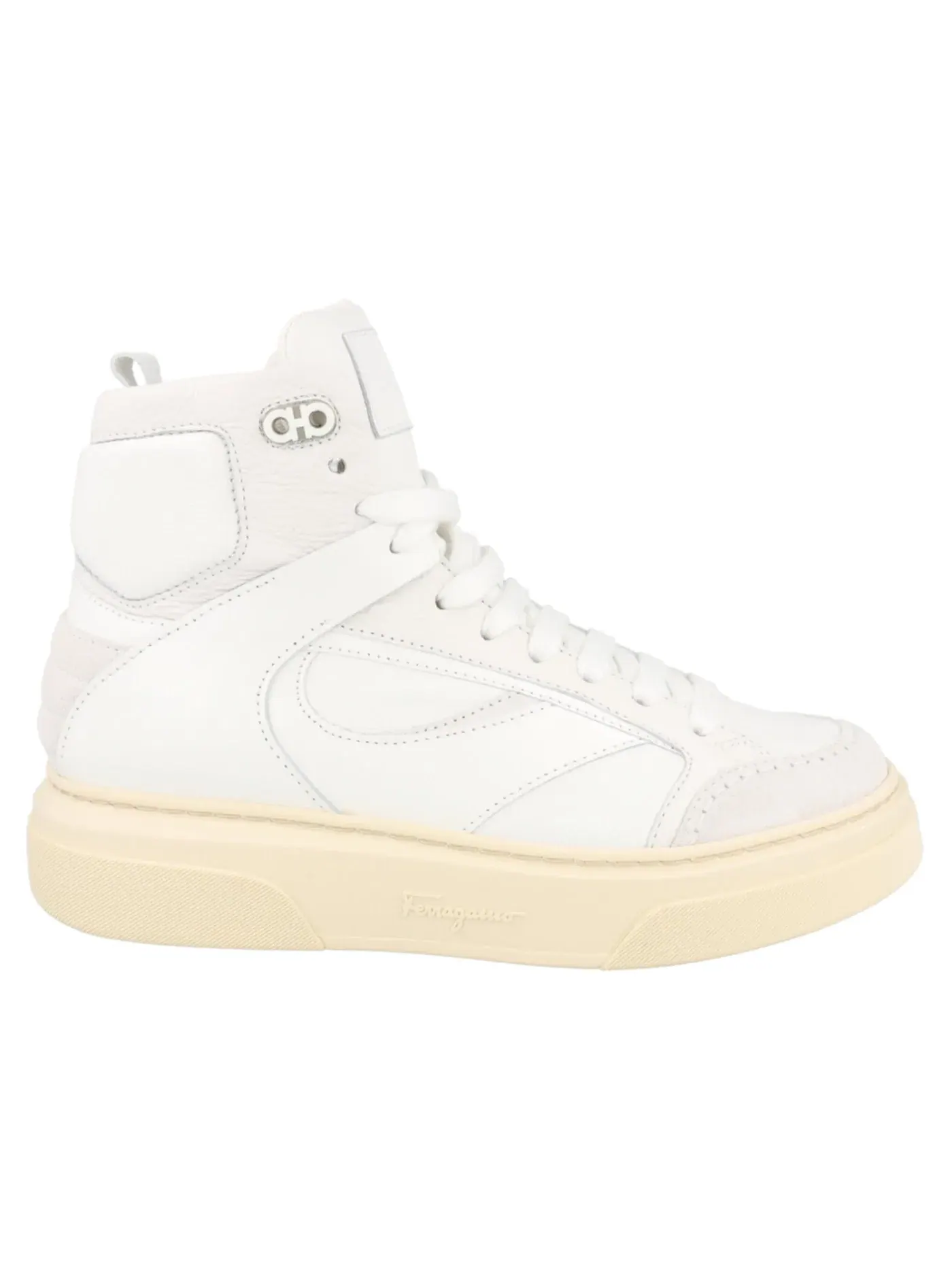 Мужские кроссовки кожаные Ferragamo Cassio Leather High Top — изображение 1 из 3, белый