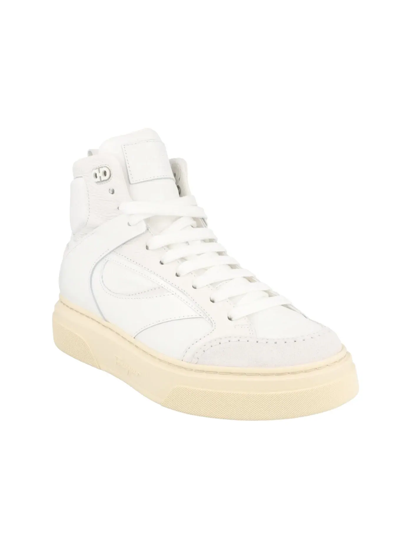 Мужские кроссовки кожаные Ferragamo Cassio Leather High Top — изображение 2 из 3, белый
