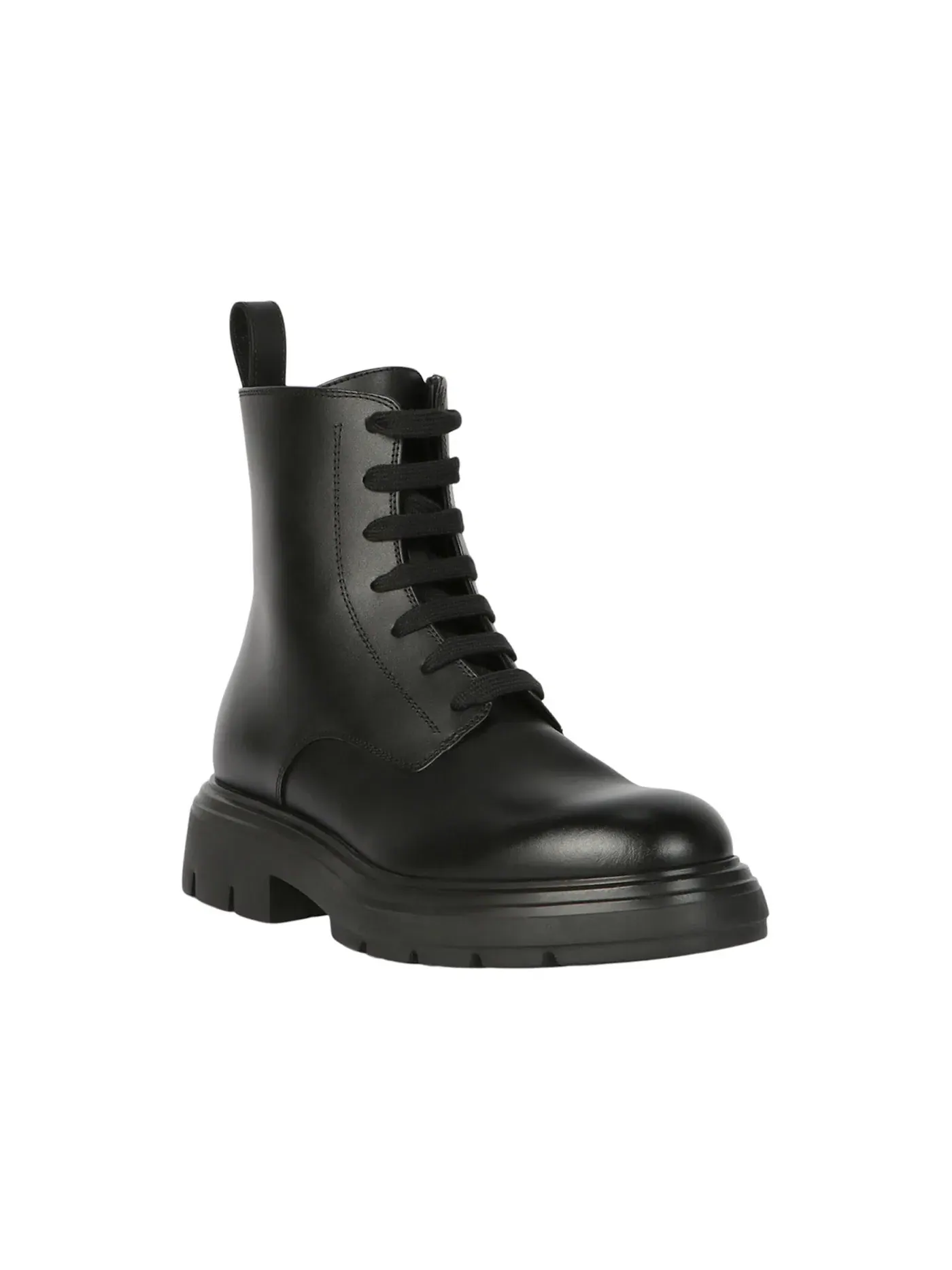 Женские ботинки из кожи с блочной подошвой Ferragamo Dionne Leather Combat Boots — изображение 2 из 3, черный