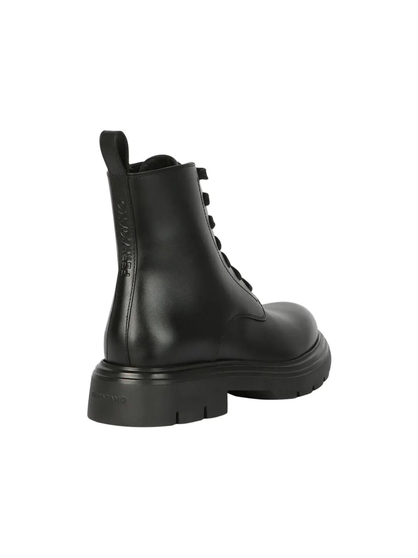 Женские ботинки из кожи с блочной подошвой Ferragamo Dionne Leather Combat Boots — изображение 3 из 3, черный