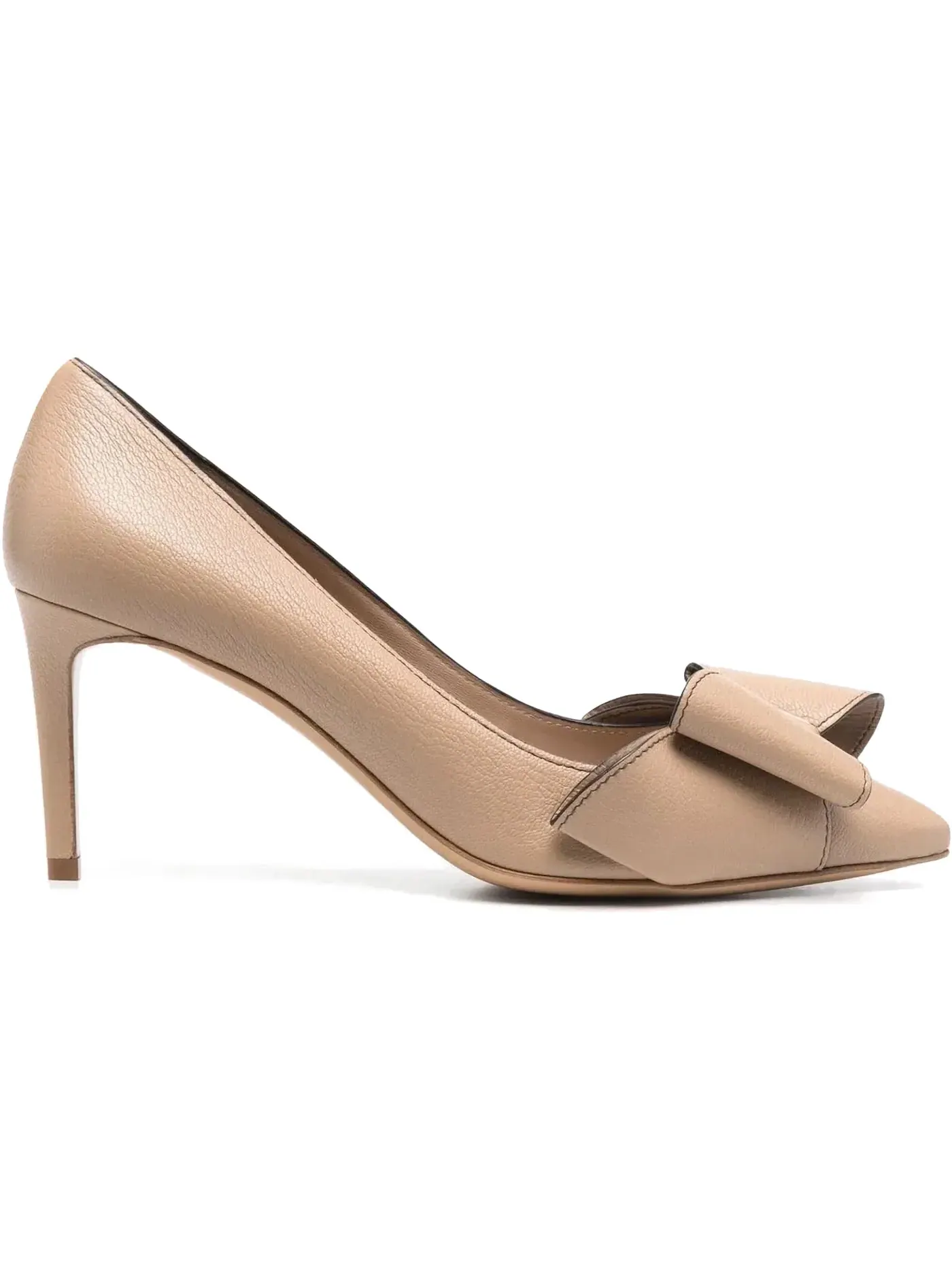 Женские туфли на каблуке с двойным бантом Double Bow Ferragamo — изображение 1 из 1, бежевый хаки