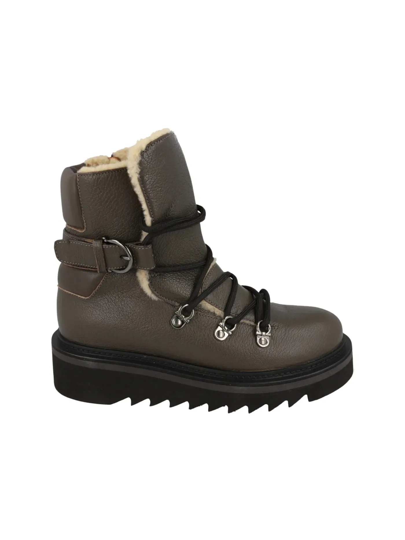 Женские сапоги из кожи с моделью Elimo F Ferragamo — изображение 1 из 3, серый