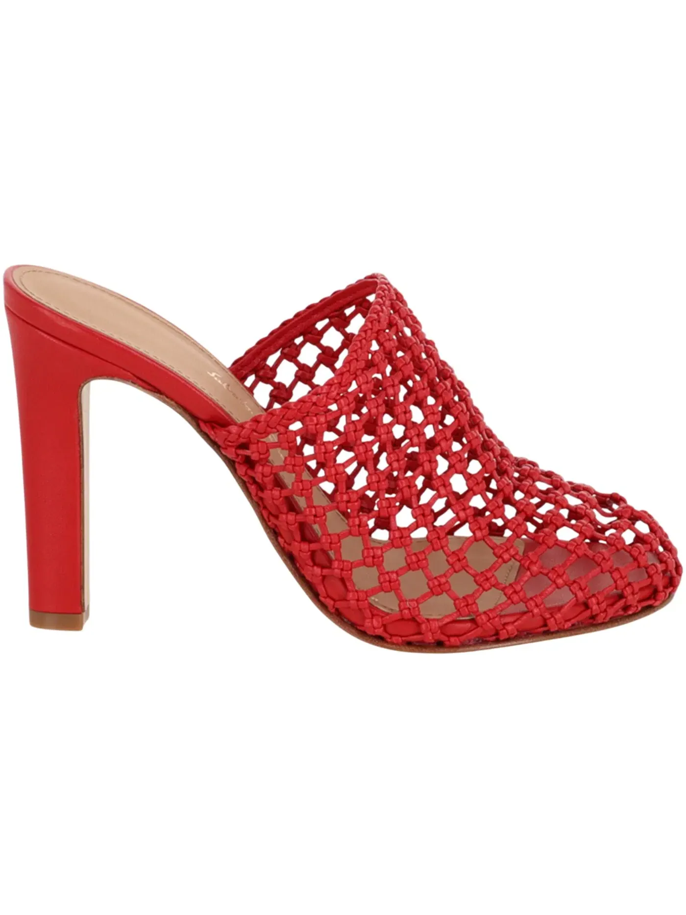 Женские туфли на каблуке с открытым мыском Ferragamo Ellas X5 Caged Mules — изображение 1 из 3, красный