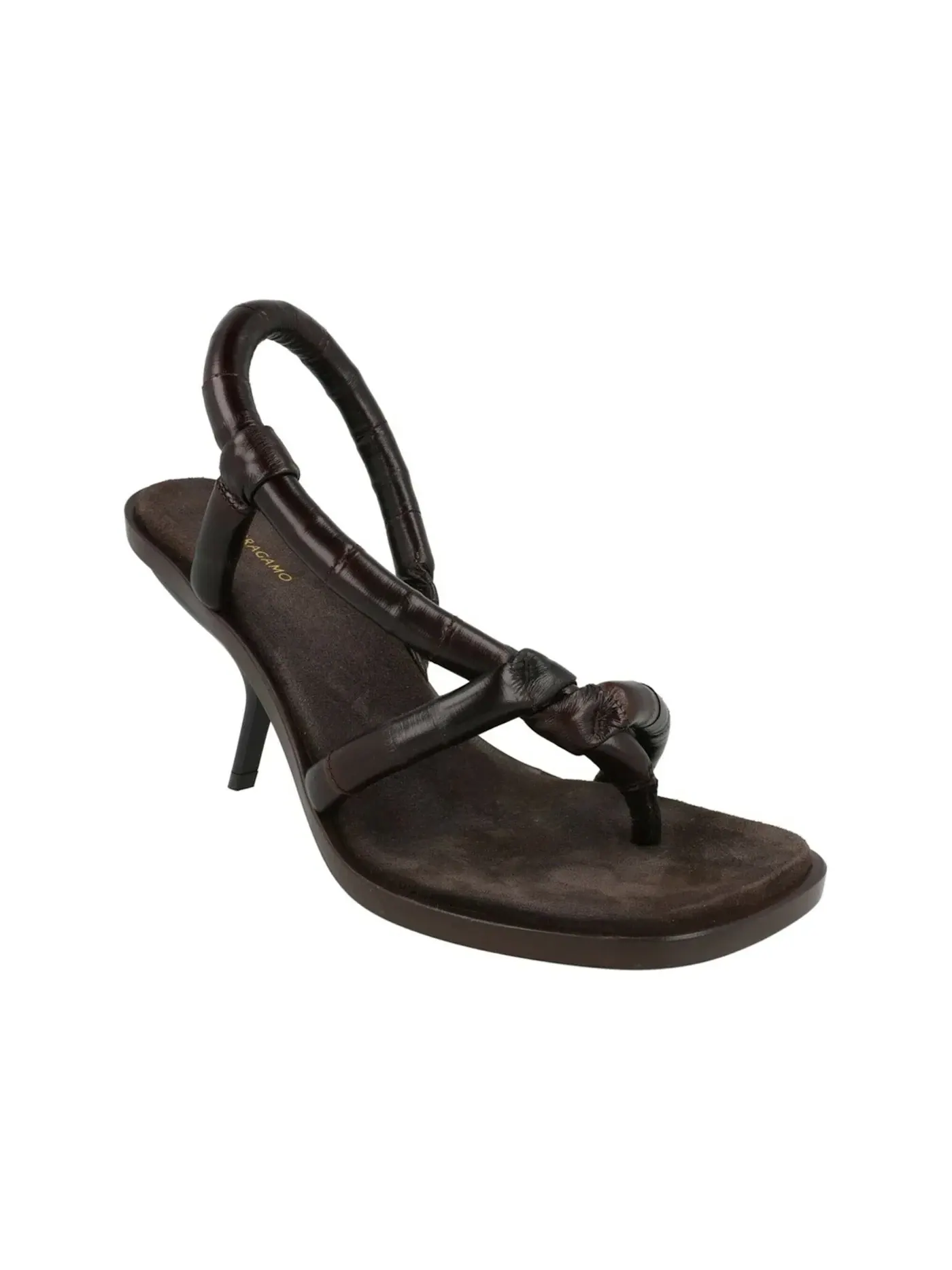 Женские сандалии с кожаным верхом Ferragamo Fleur Leather Sandals Ferragamo — изображение 2 из 3, коричневый