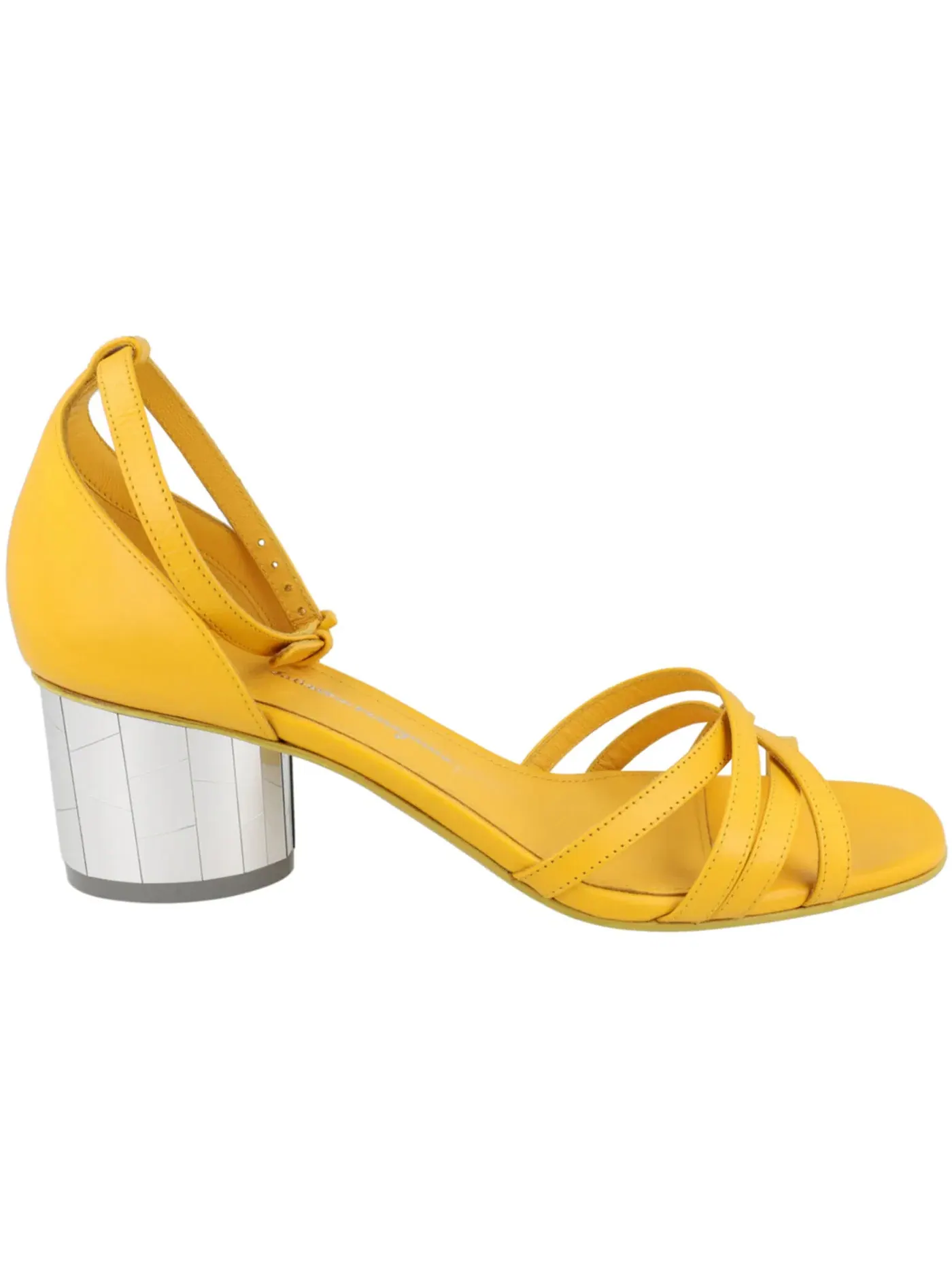 Женские босоножки на каблуке Ferragamo Flor 55 Sandals Ferragamo — изображение 1 из 3, светлый желтый