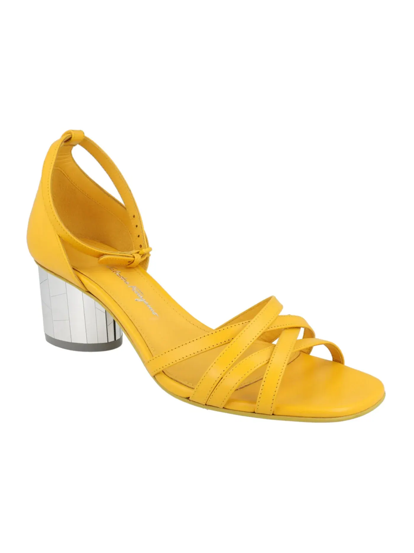Женские босоножки на каблуке Ferragamo Flor 55 Sandals Ferragamo — изображение 2 из 3, светлый желтый