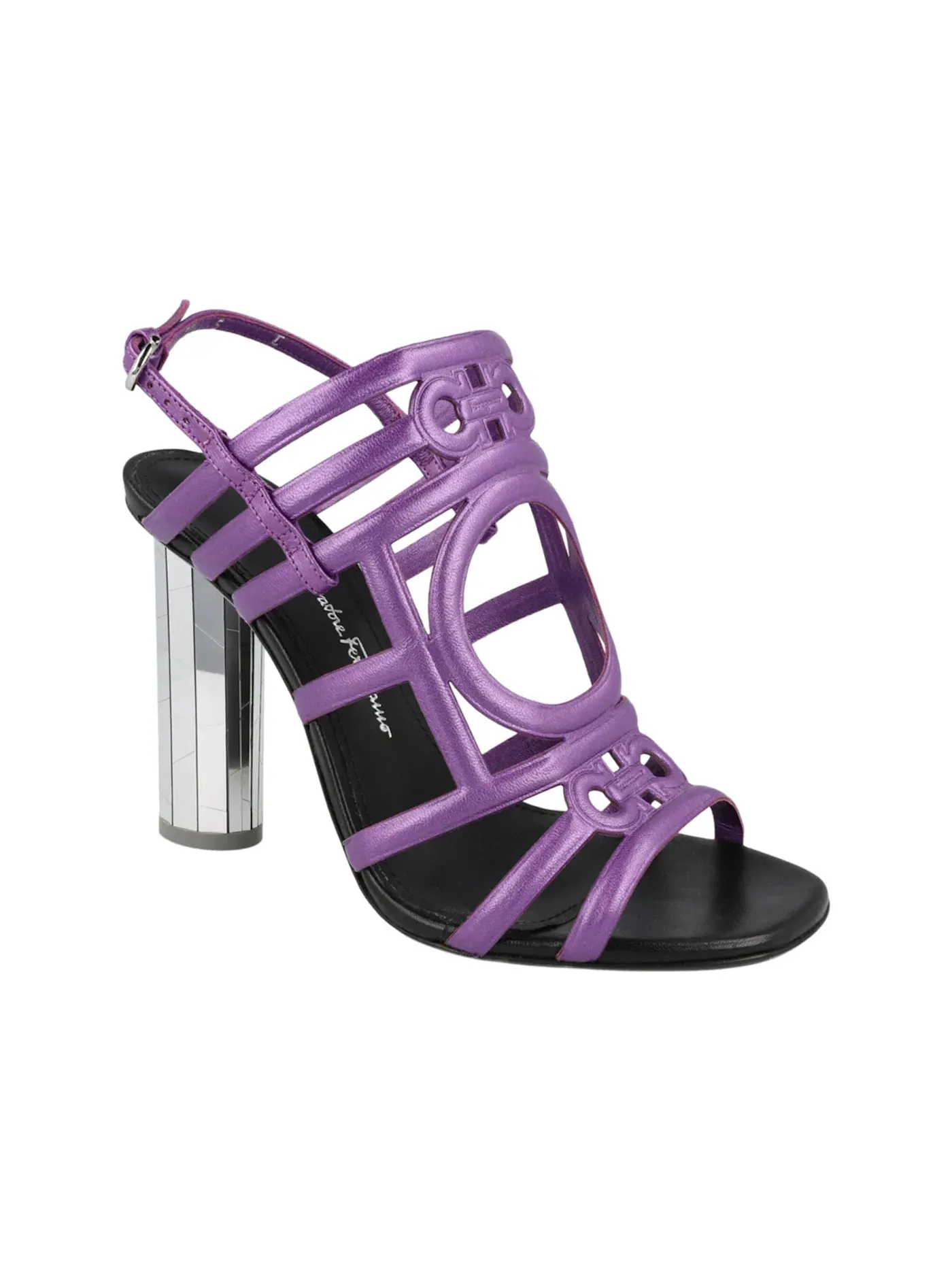 Женские босоножки на каблуке с ремешком Florenza Ferragamo — изображение 2 из 3, фиолетовый