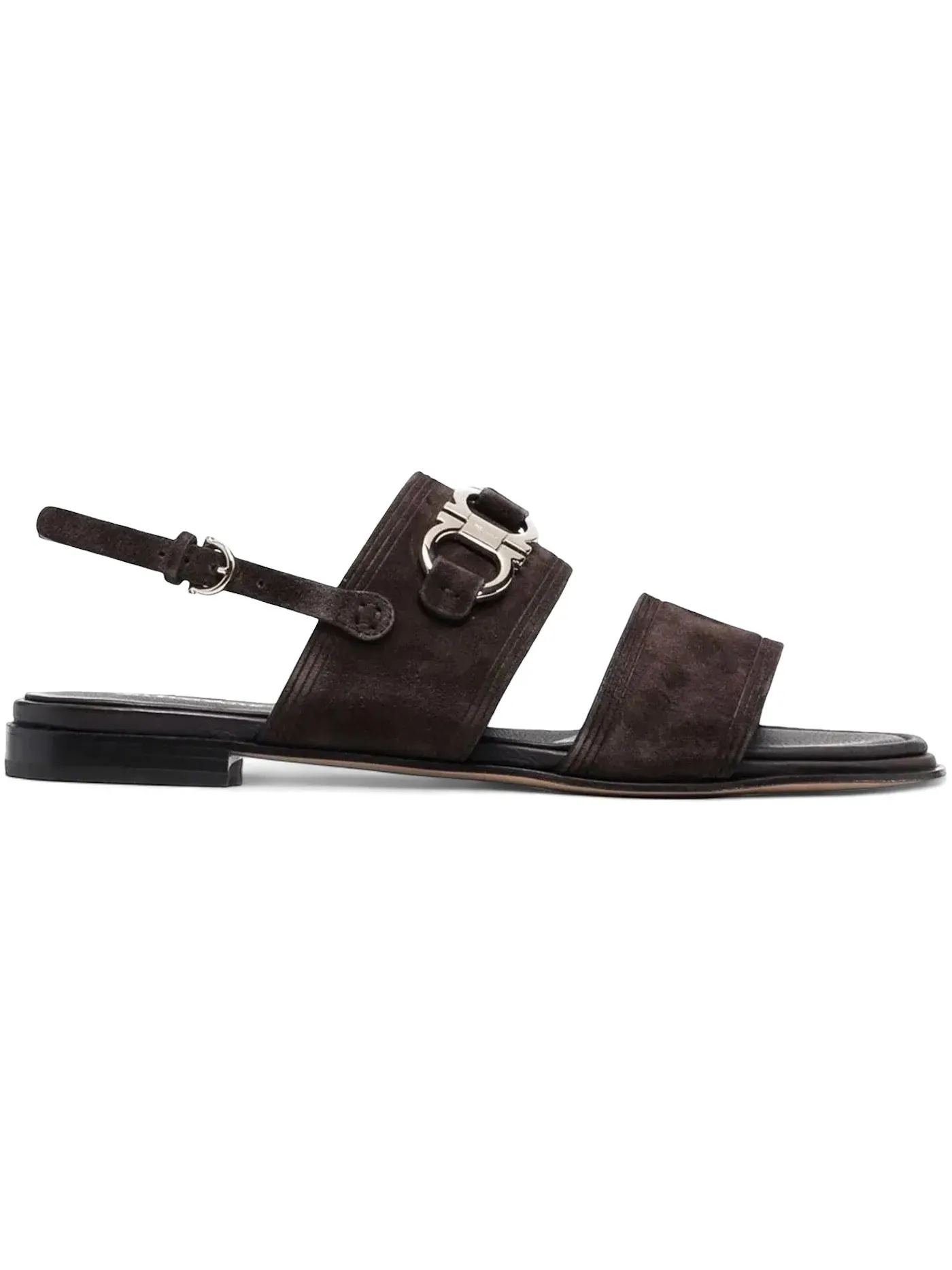 Женские сандалии из замши с пряжкой Gancini Ferragamo — изображение 1 из 1, коричневый