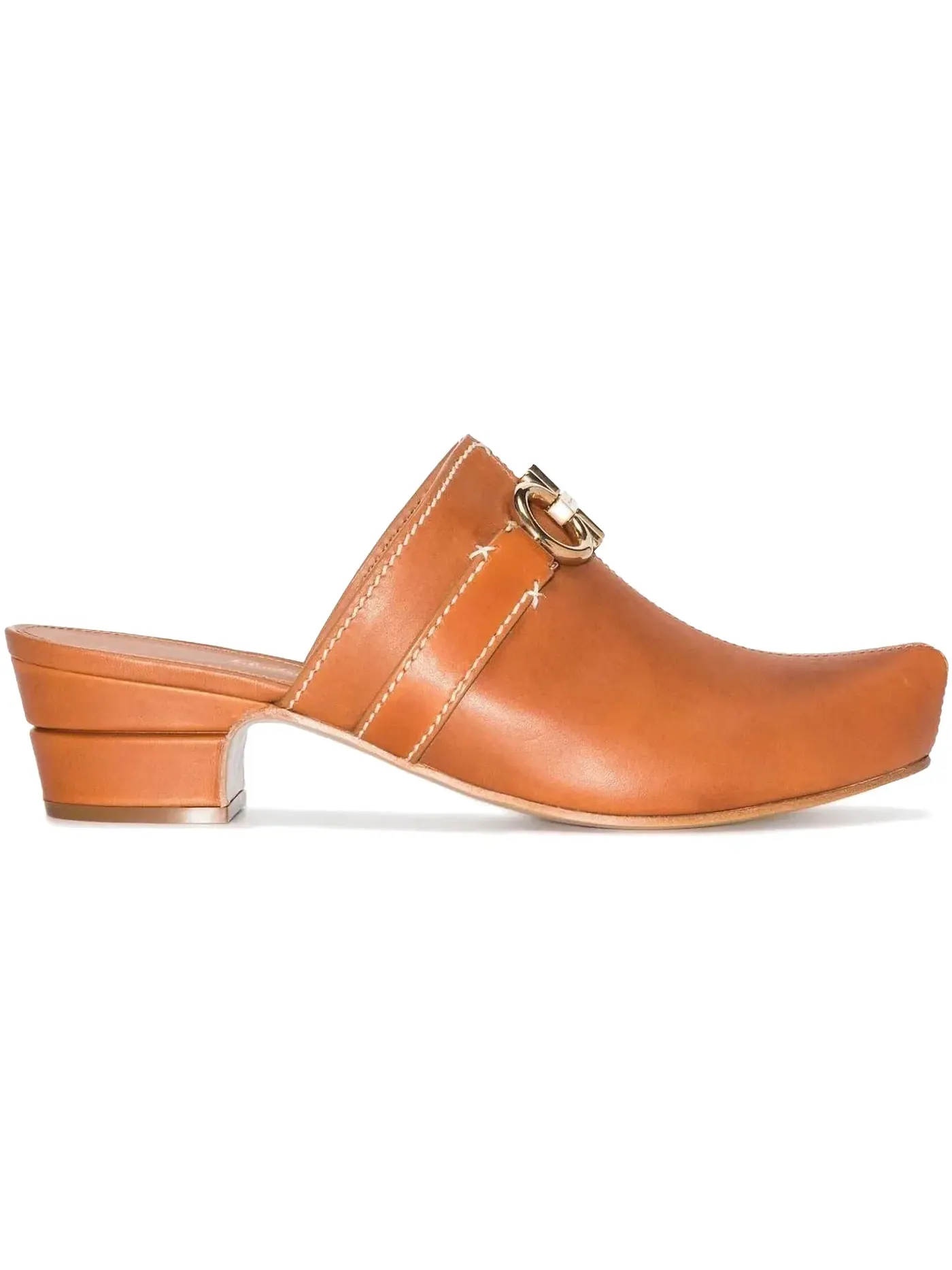 Женские мюли на каблуке с пряжкой Gancini Ferragamo — изображение 1 из 1, коричневый