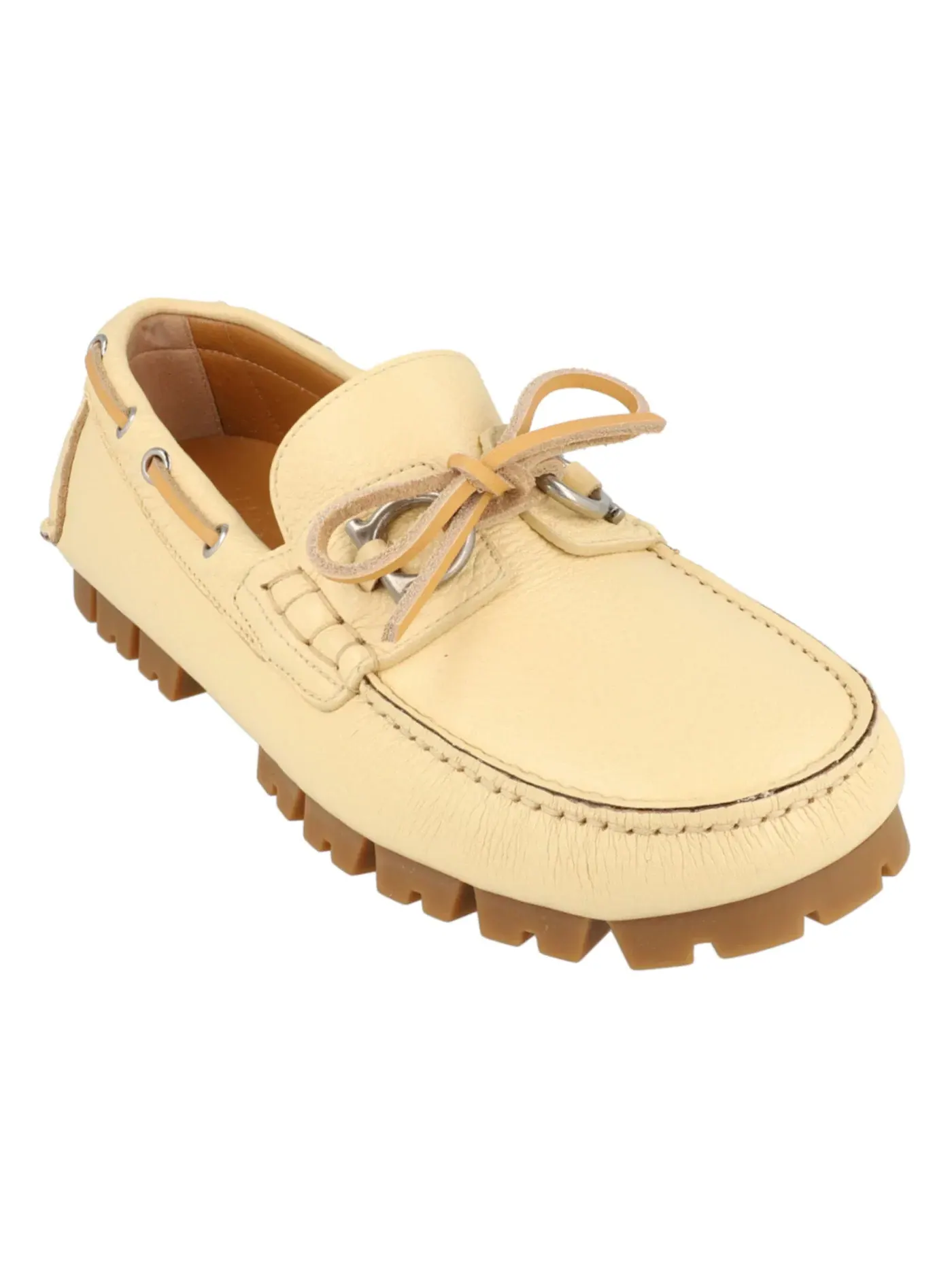 Мужские лоферы из кожи Giosue Ferragamo — изображение 2 из 3, белый