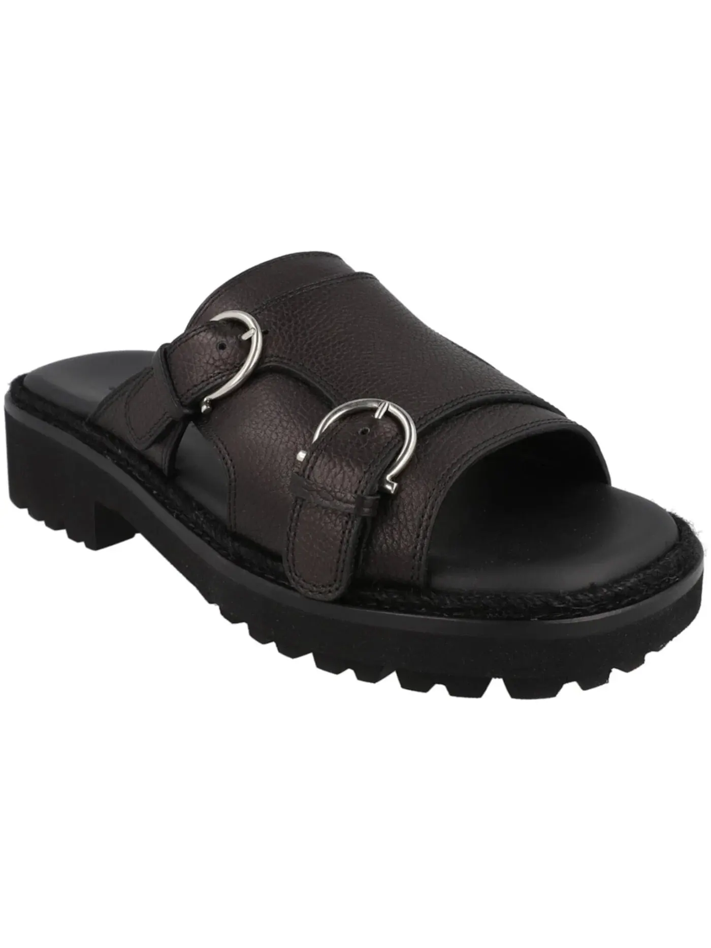 Мужские шлепанцы из кожи Girby Ferragamo — изображение 2 из 3, черный