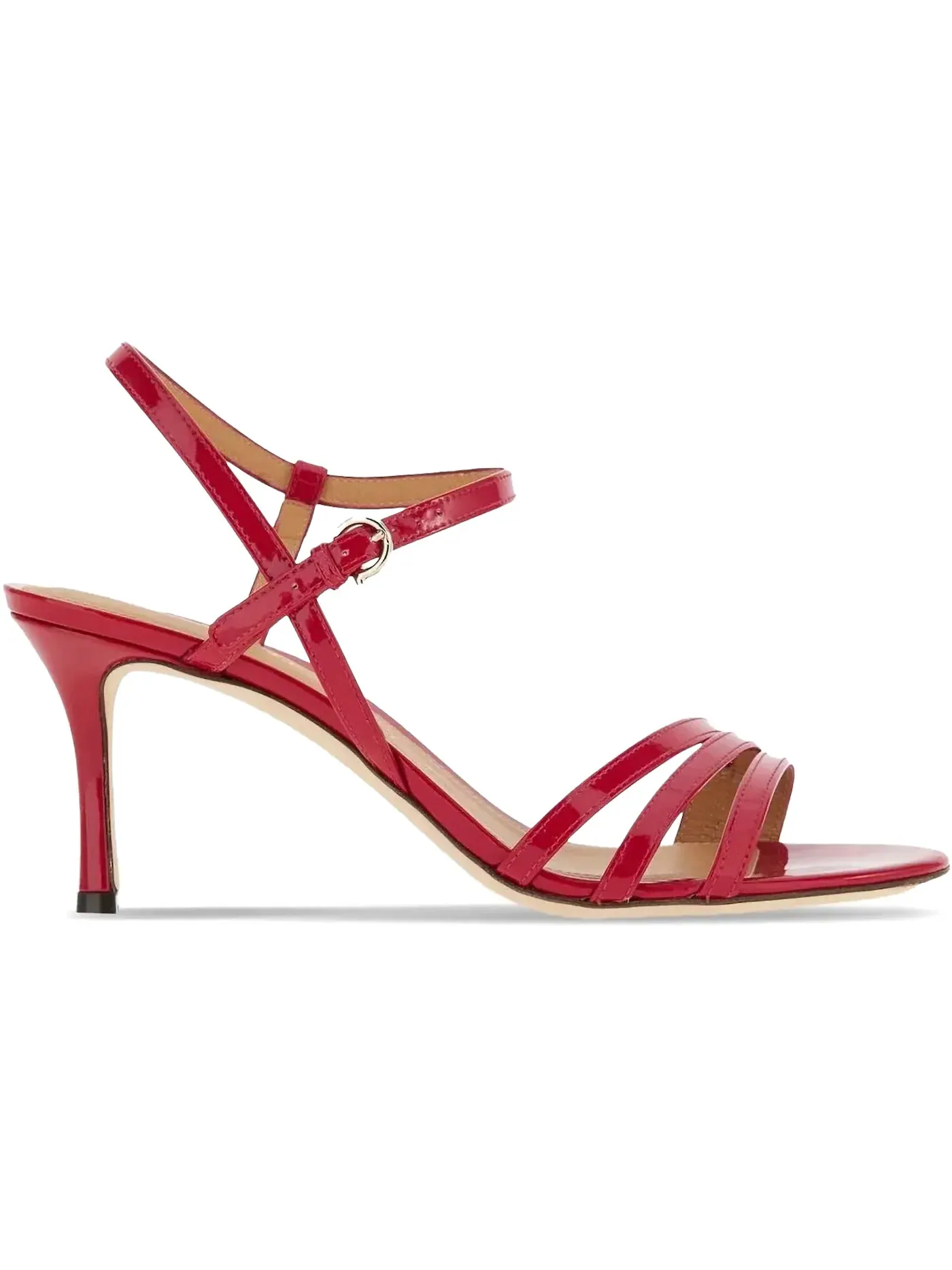 Женские босоножки на каблуке с блестящей отделкой Ferragamo — изображение 1 из 1, красный