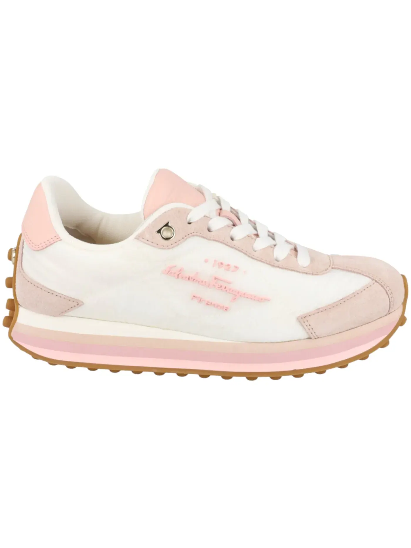 Женские кроссовки с принтом Ferragamo Iggy Mixed Media Sneakers Ferragamo — изображение 1 из 1, розовый