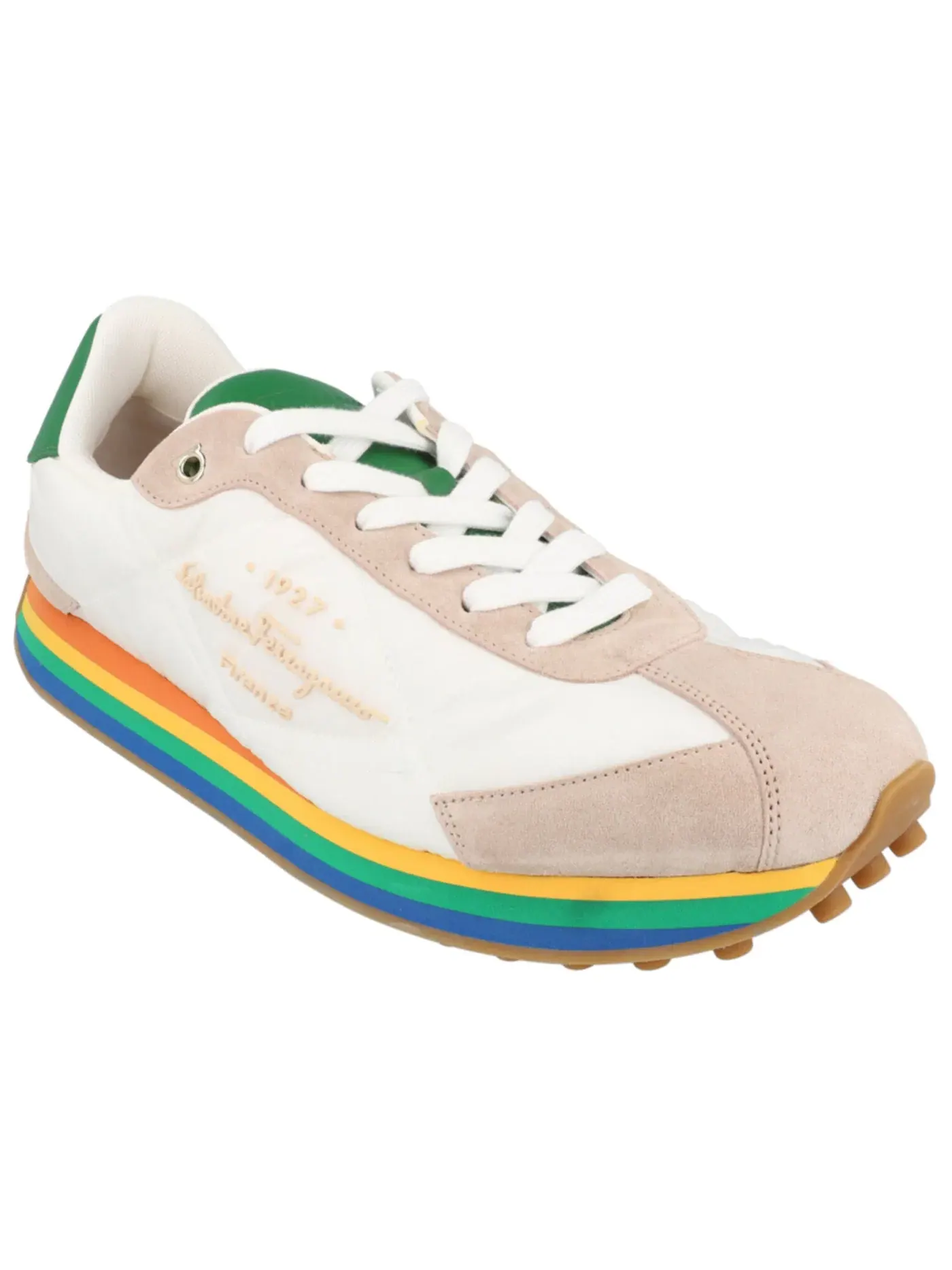 Мужские кроссовки из смешанных материалов Ferragamo Iggy Mixed Media — изображение 2 из 3, белый