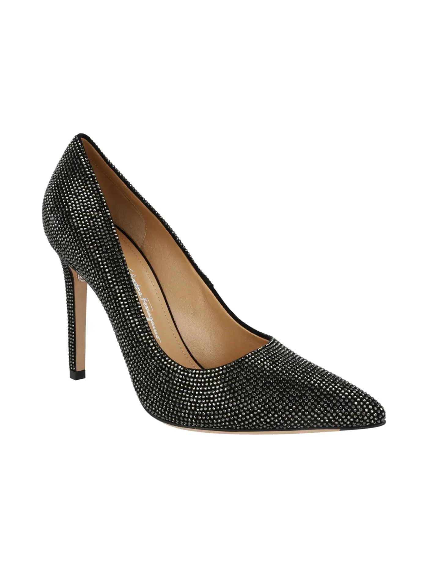Женские туфли на каблуке с кристаллами Ferragamo Ilary X5 Crystal Embellished Pumps — изображение 2 из 3, черный