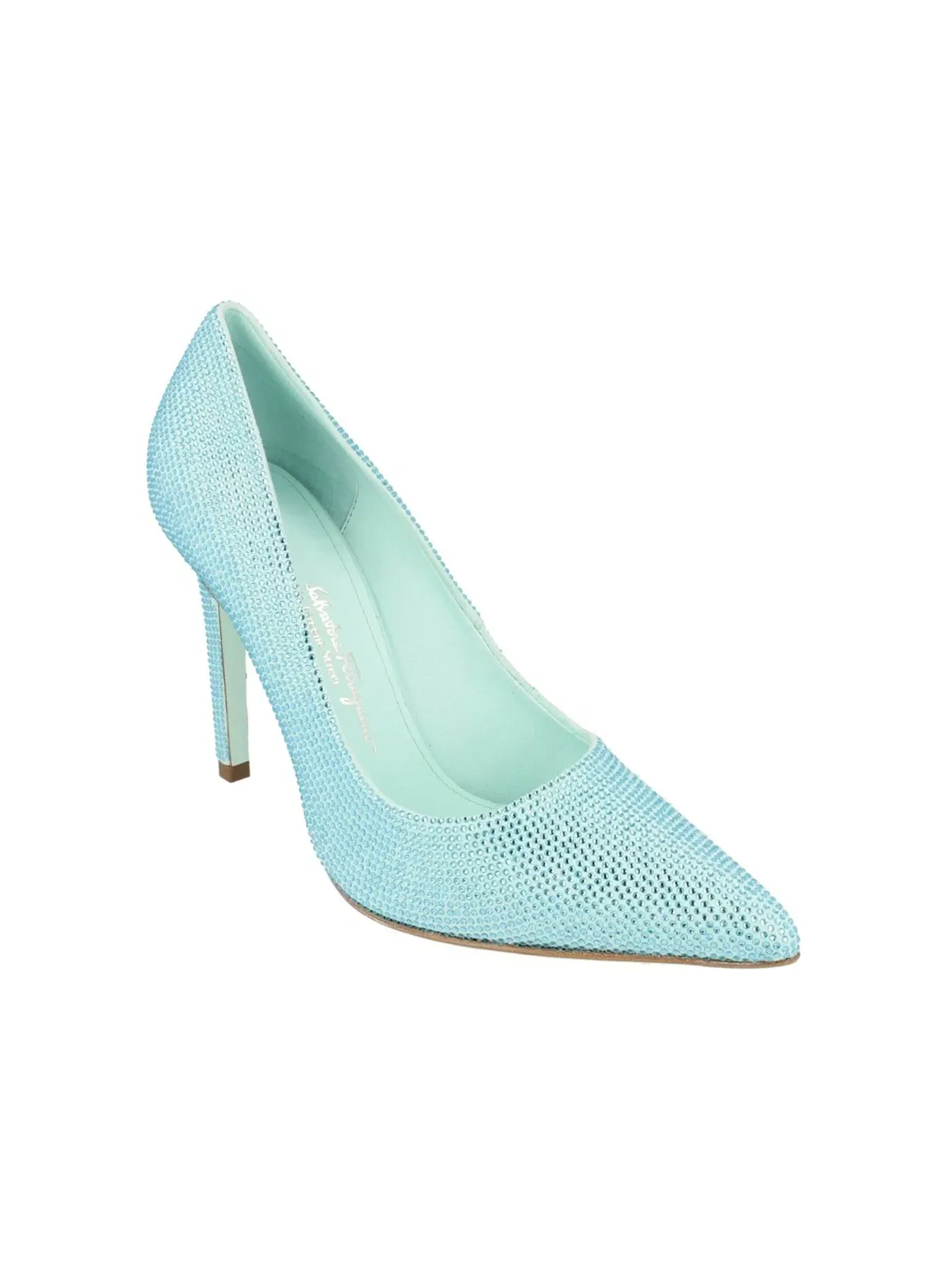 Женские туфли-лодочки со стразами Ferragamo Ilary X5 Crystal Embellished Pumps — изображение 2 из 3, голубой зеленый