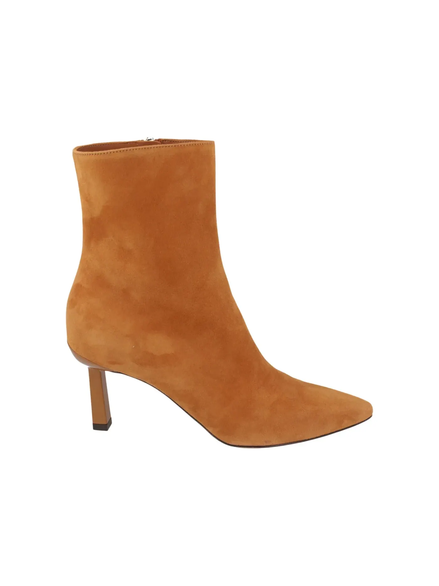 Женские ботинки замшевые на каблуке Ferragamo Jana Suede Booties — изображение 1 из 3, верблюжий