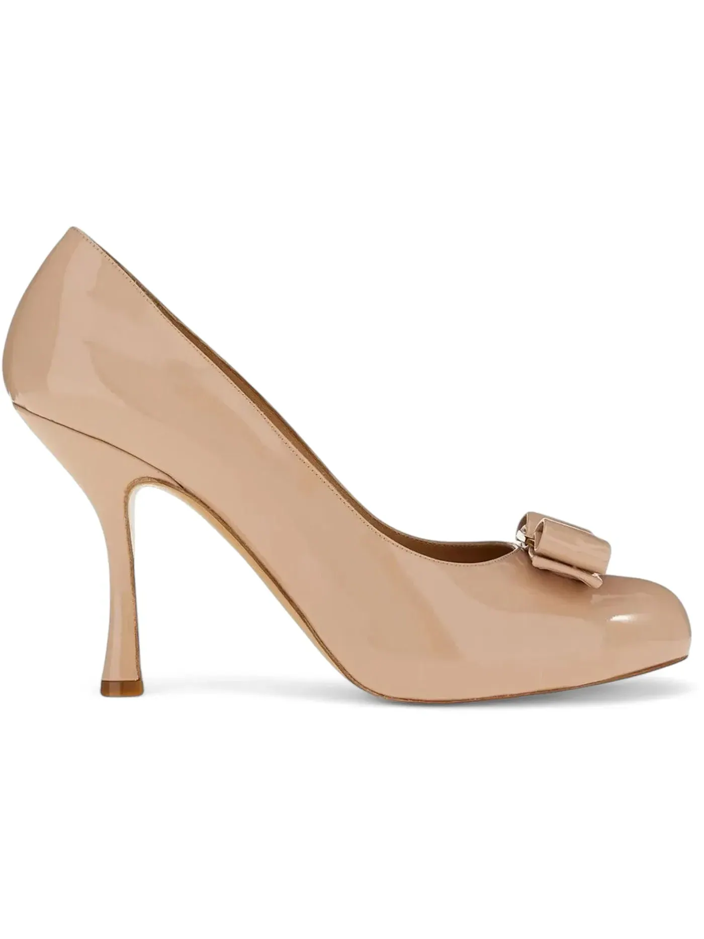 Женские туфли-лодочки на каблуке с бантом Ferragamo Kali Bow Pumps — изображение 1 из 1, бежевый