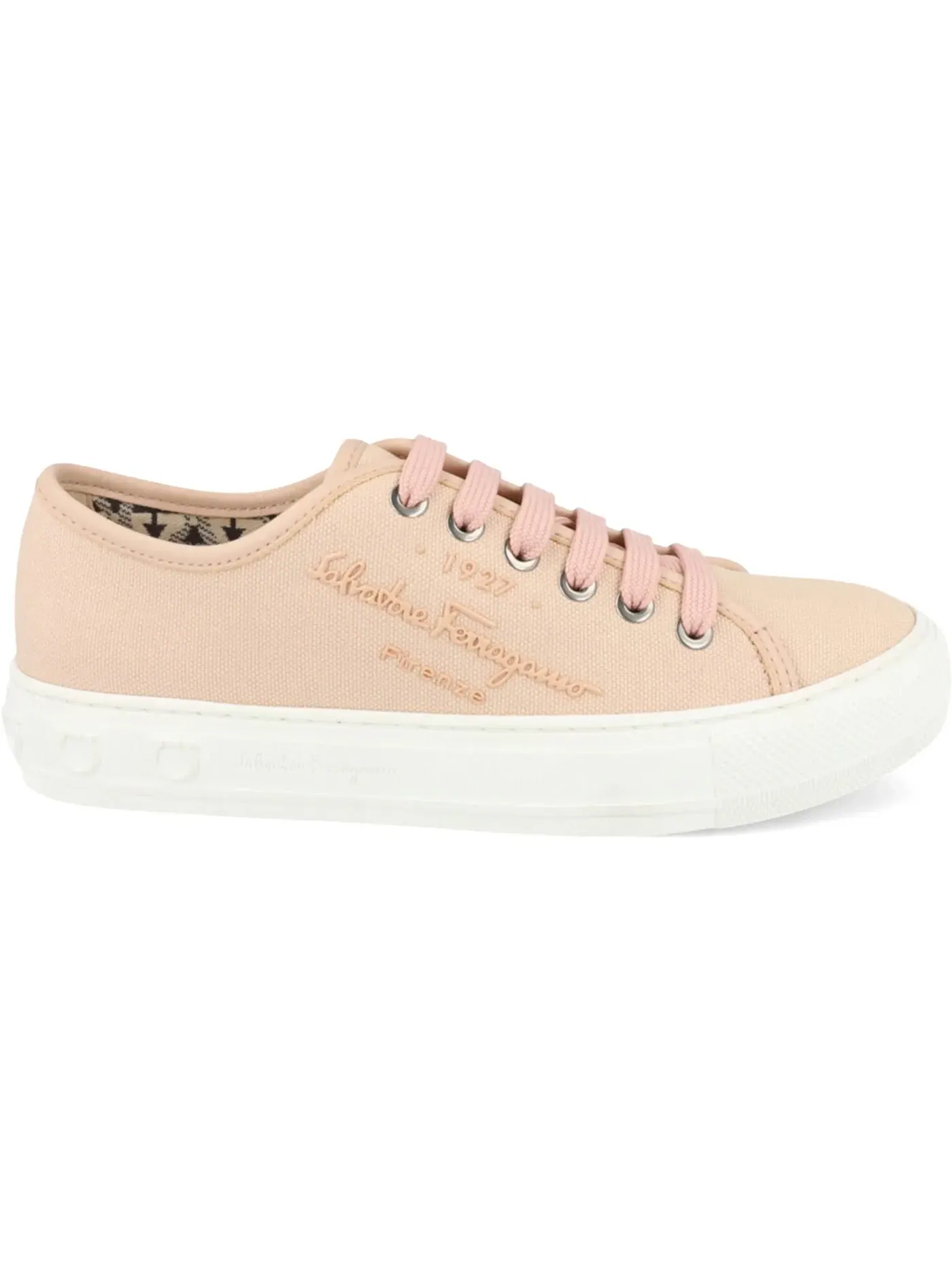 Женские кеды Ferragamo Mediterranean Canvas Low-Top Sneakers — изображение 1 из 3, розовый