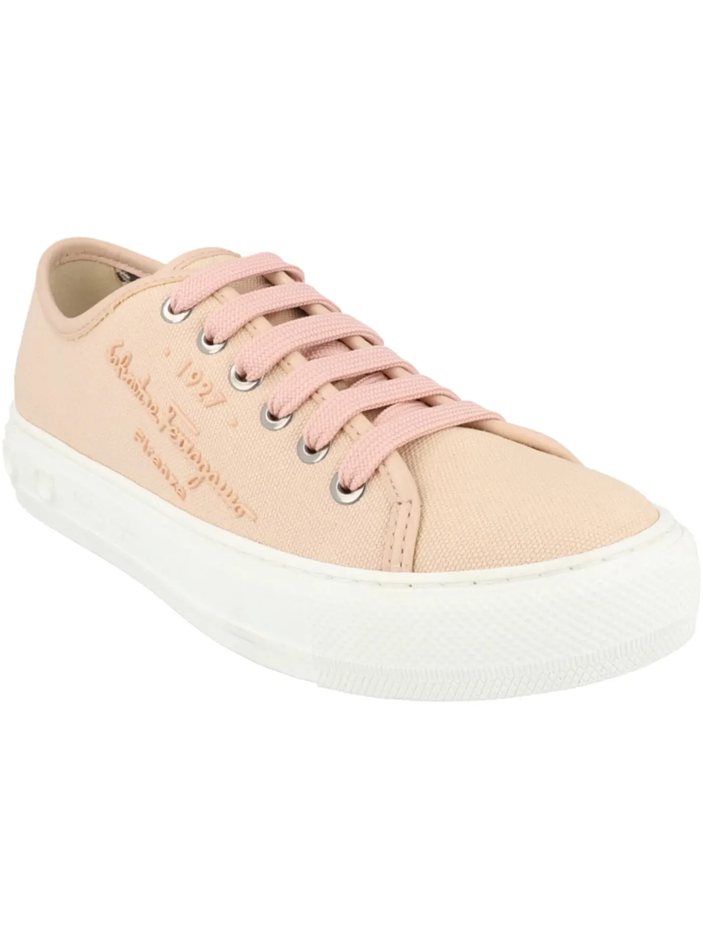 Женские кеды Ferragamo Mediterranean Canvas Low-Top Sneakers — изображение 2 из 3, розовый