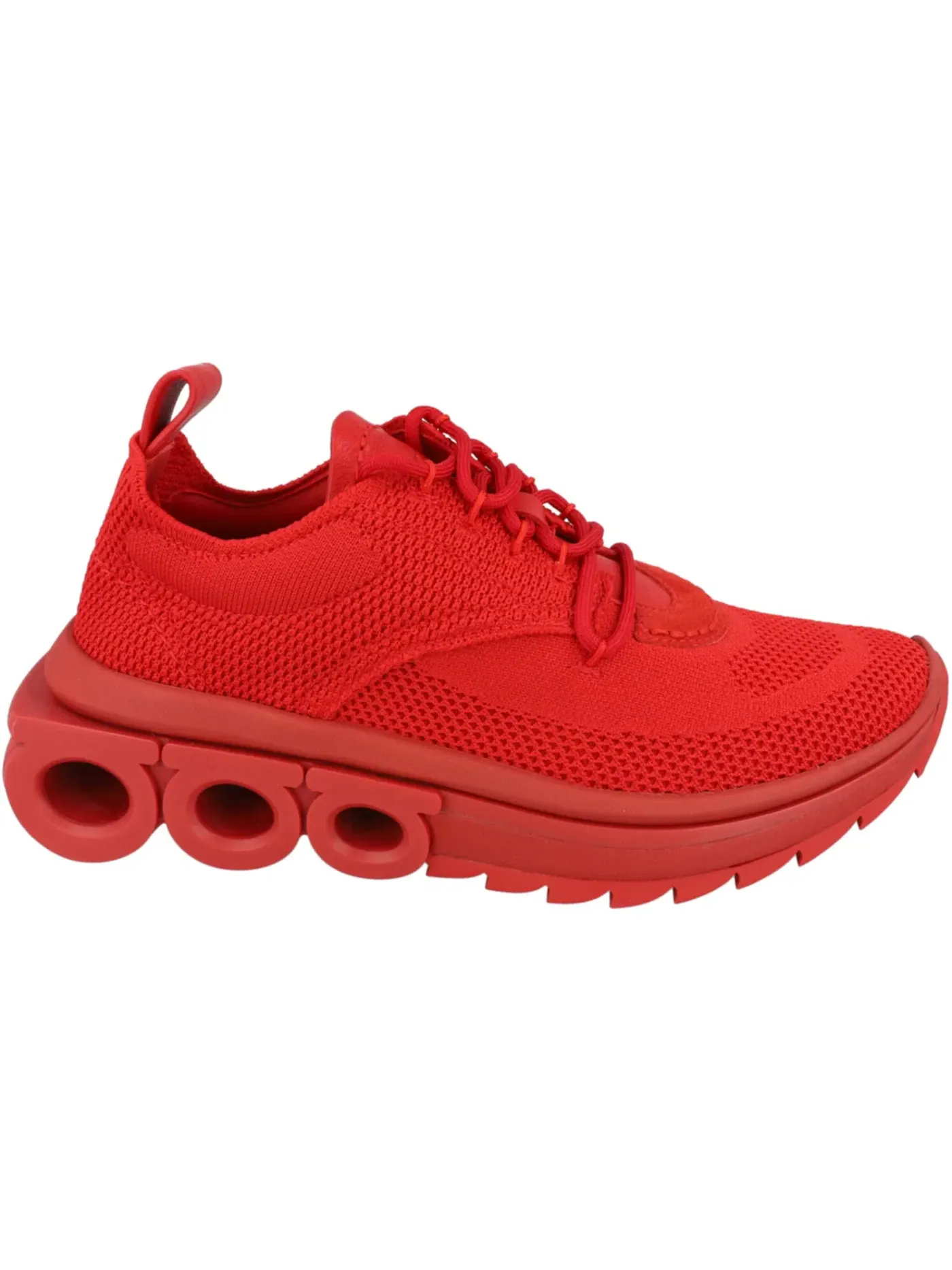 Женские кроссовки с вязаным верхом Ferragamo Nima Knit Gancini Low-Top Ferragamo — изображение 1 из 3, красный