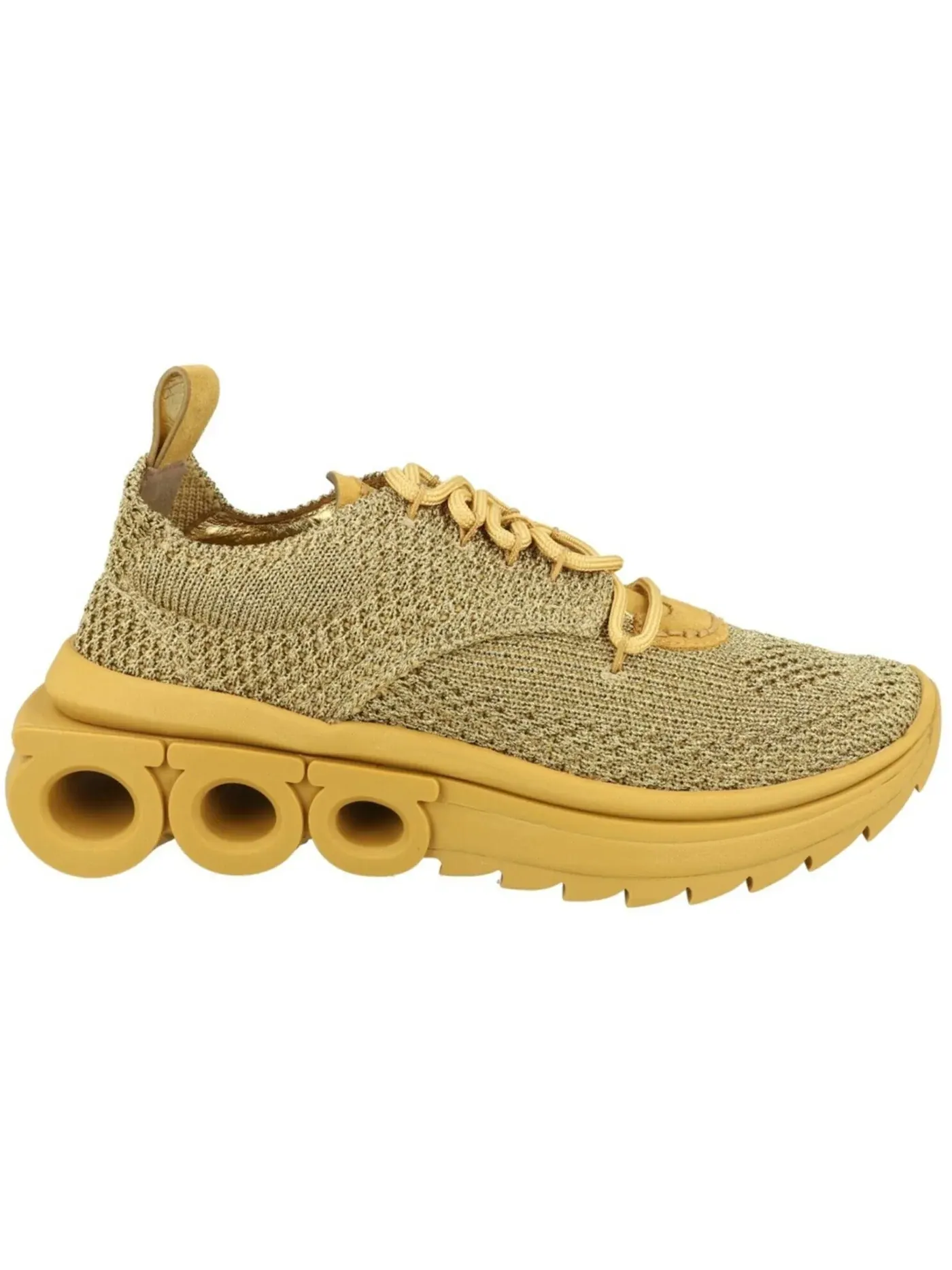 Женские кроссовки трикотажные Nima Knit Low-Top Sneakers Ferragamo — изображение 1 из 3, коричневый