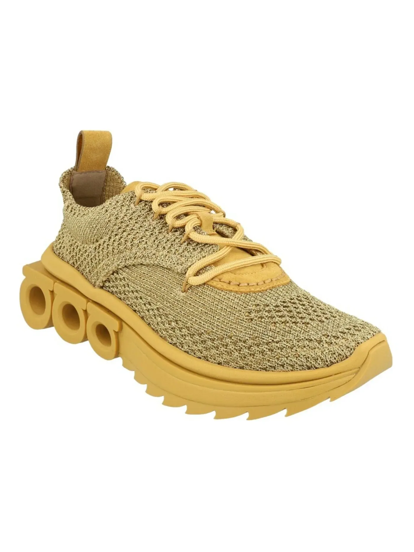 Женские кроссовки трикотажные Nima Knit Low-Top Sneakers Ferragamo — изображение 2 из 3, коричневый