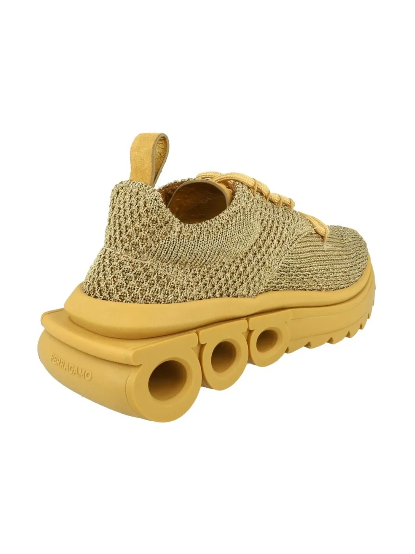 Женские кроссовки трикотажные Nima Knit Low-Top Sneakers Ferragamo — изображение 3 из 3, коричневый