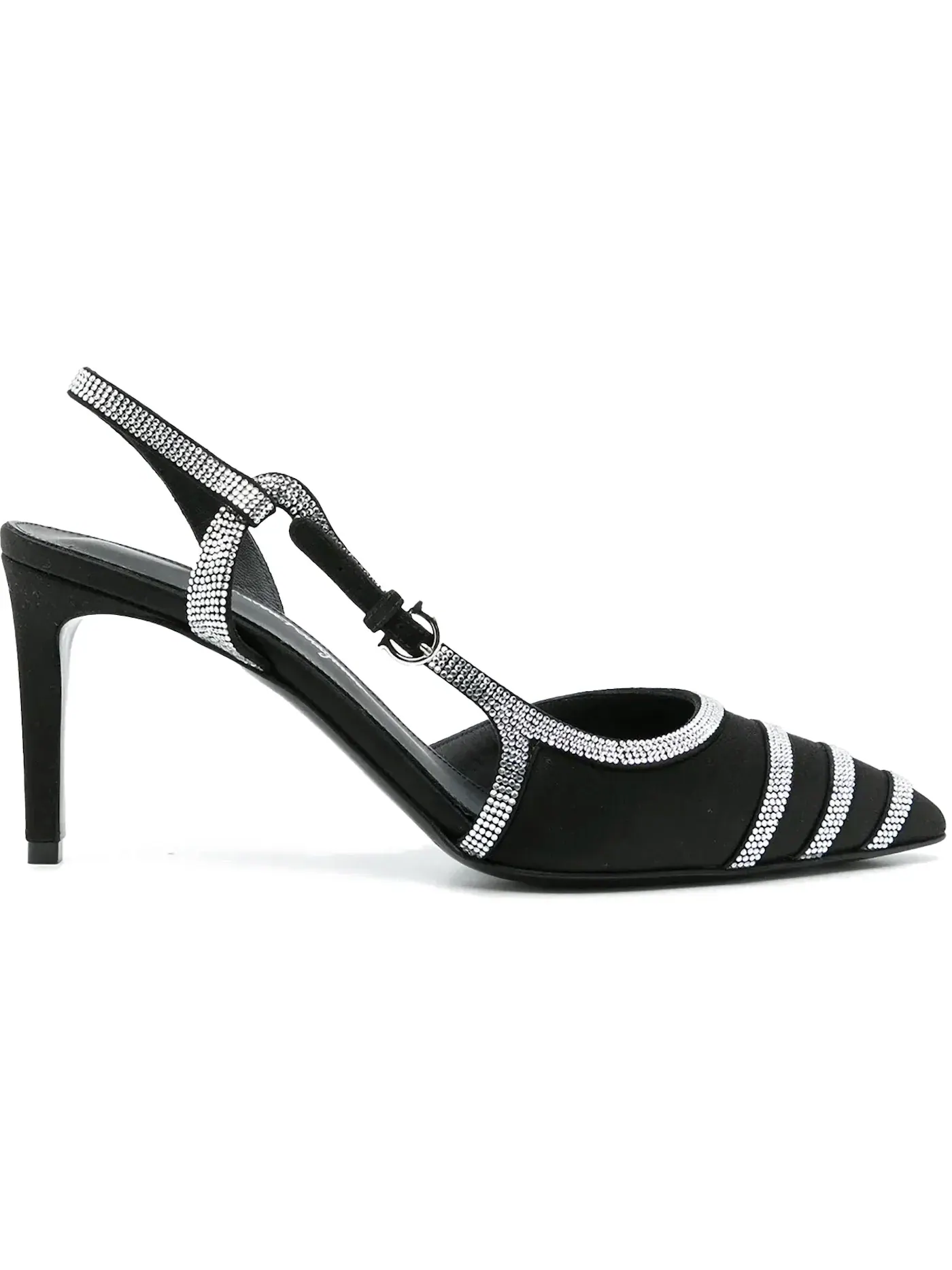 Женские туфли на каблуке с пайетками Ferragamo Rhinestone Sling-Back Pumps — изображение 1 из 1, черный