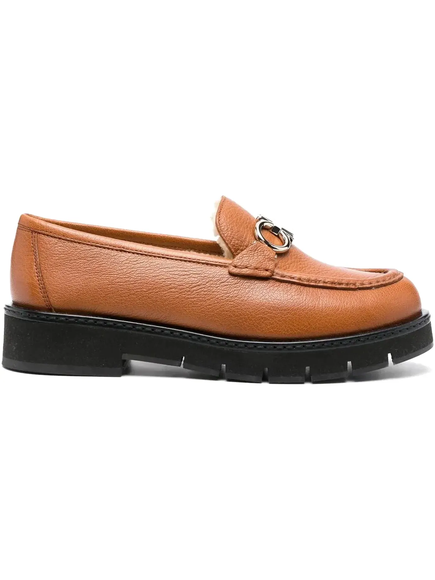 Женские лоферы на меху Ferragamo Rolo Shearling-Lined Loafers — изображение 1 из 1, коричневый