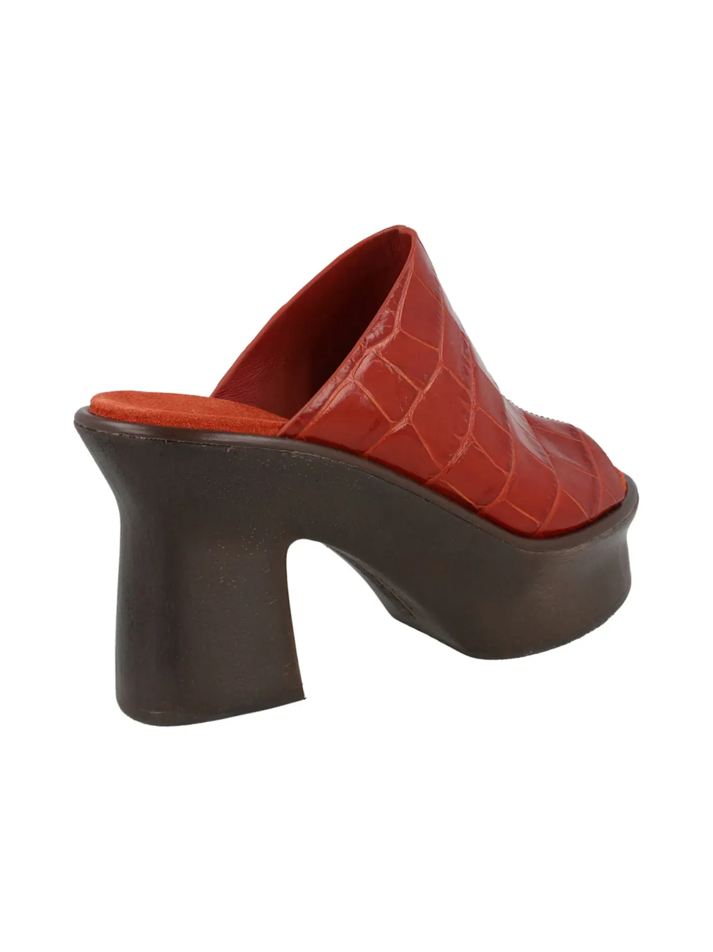 Женские босоножки на платформе с принтом под крокодила Ferragamo Samanta Croc-Embossed Platform Mules — изображение 3 из 3