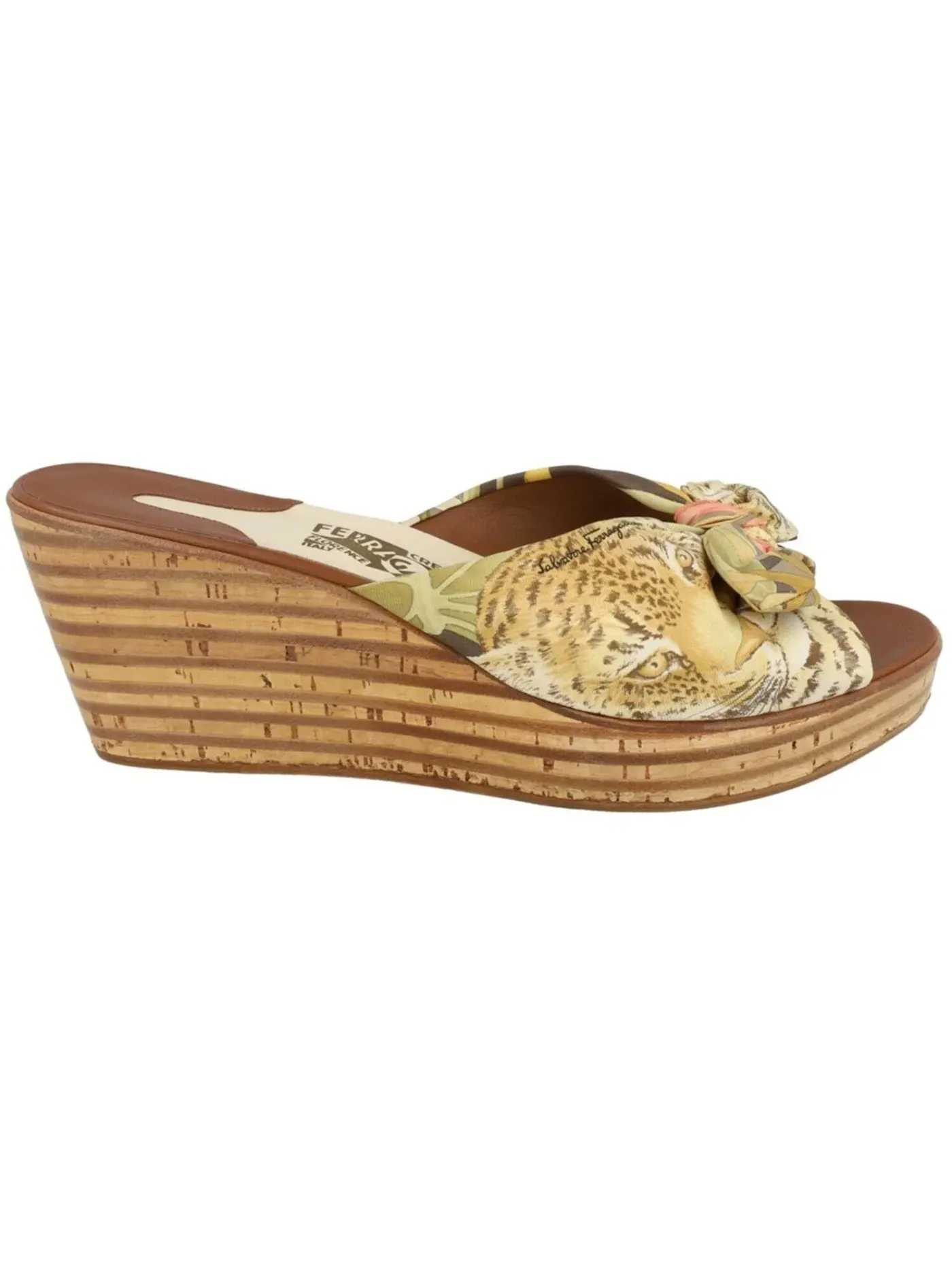 Женские босоножки-танкетки на каблуке Ferragamo Seta 1994 Archive Limited Edition Wedges — изображение 1 из 3, мульти