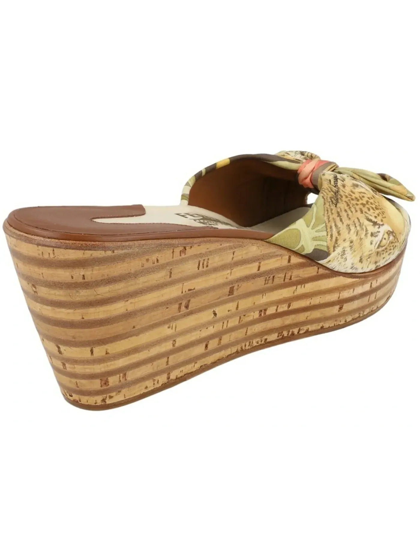 Женские босоножки-танкетки на каблуке Ferragamo Seta 1994 Archive Limited Edition Wedges — изображение 3 из 3, мульти