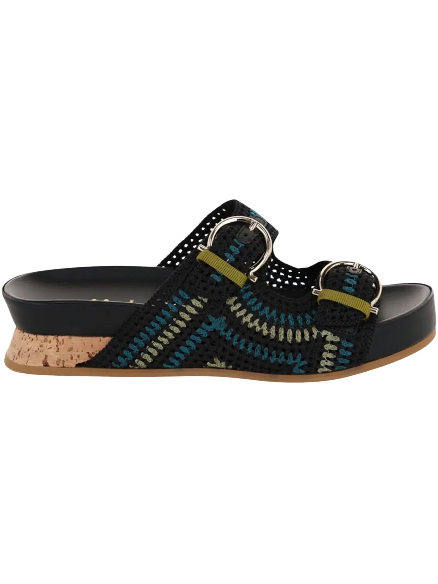 Женские сандалии с вязаным верхом Ferragamo Shaula Crochet Sandals — изображение 1 из 3, черный