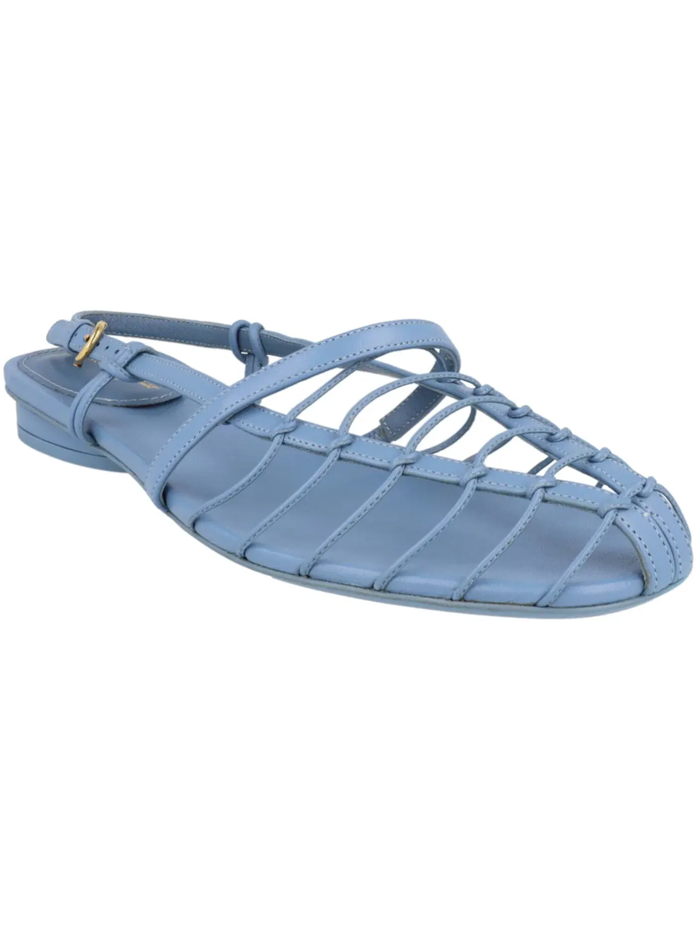 Женские босоножки на каблуке с ремешками Ferragamo Shay 10 Caged Slingback Sandals — изображение 2 из 3, светлый синий