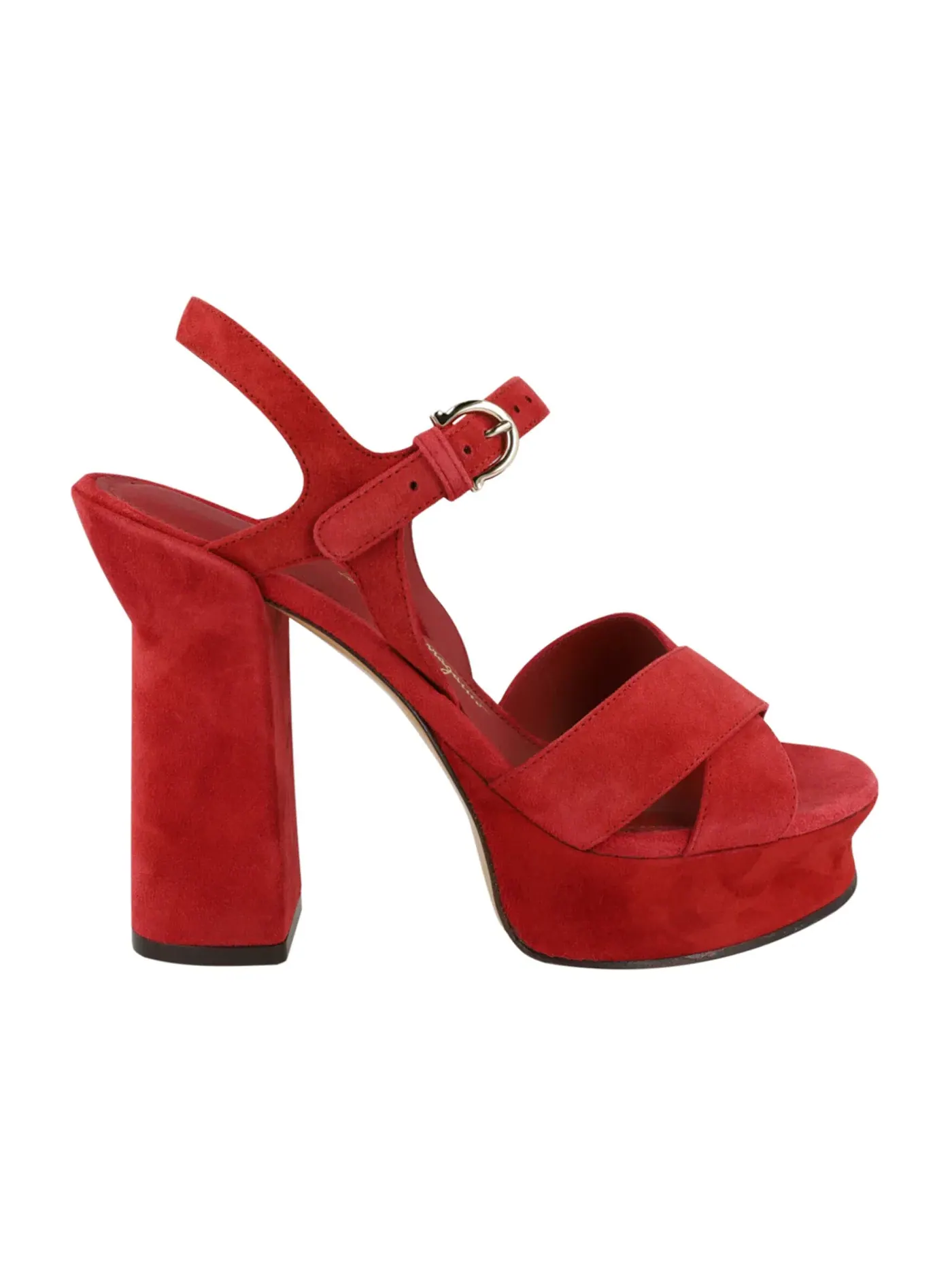 Женские босоножки на платформе из замши Sonya Ferragamo — изображение 1 из 3, красный