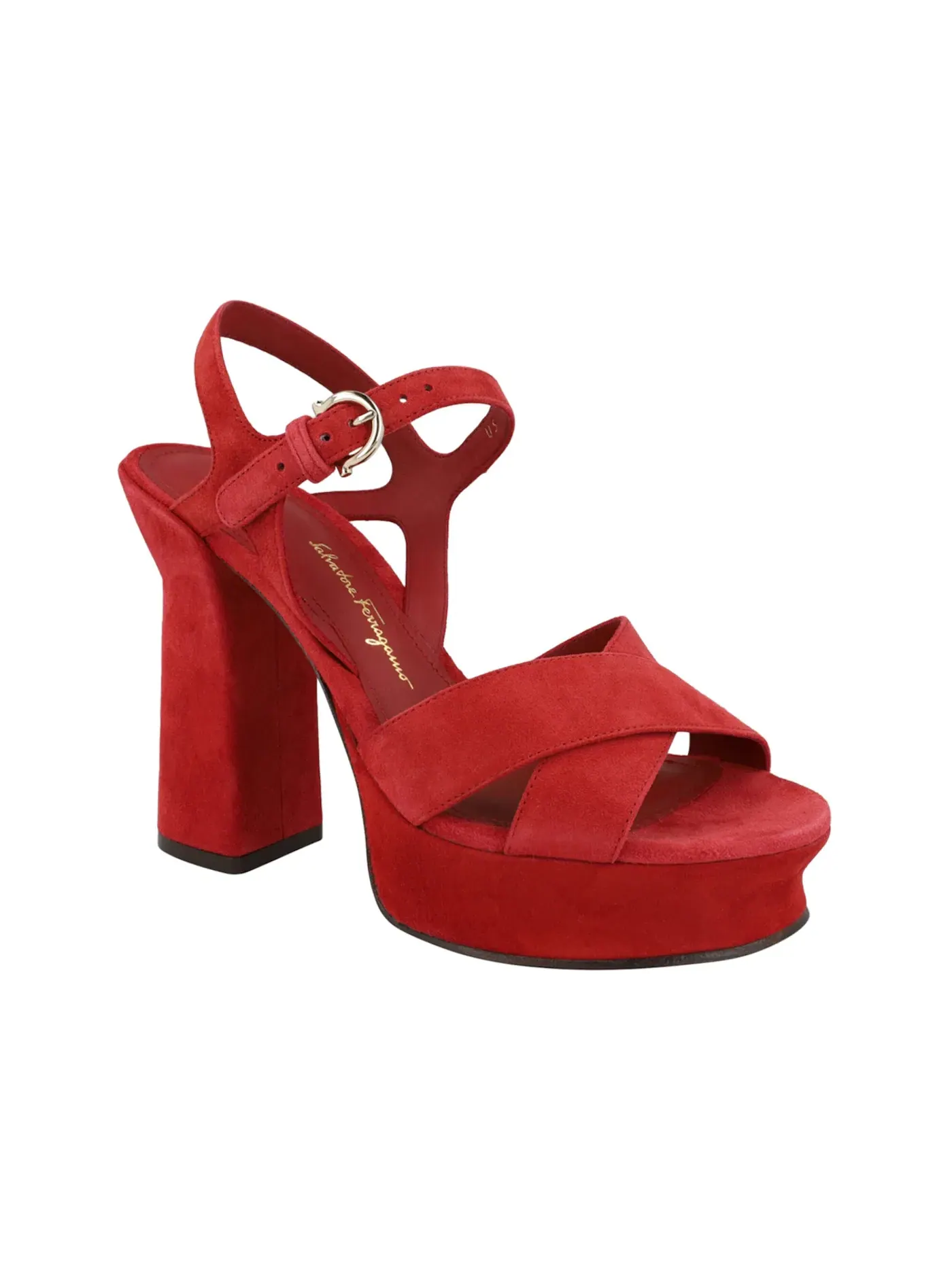 Женские босоножки на платформе из замши Sonya Ferragamo — изображение 2 из 3, красный