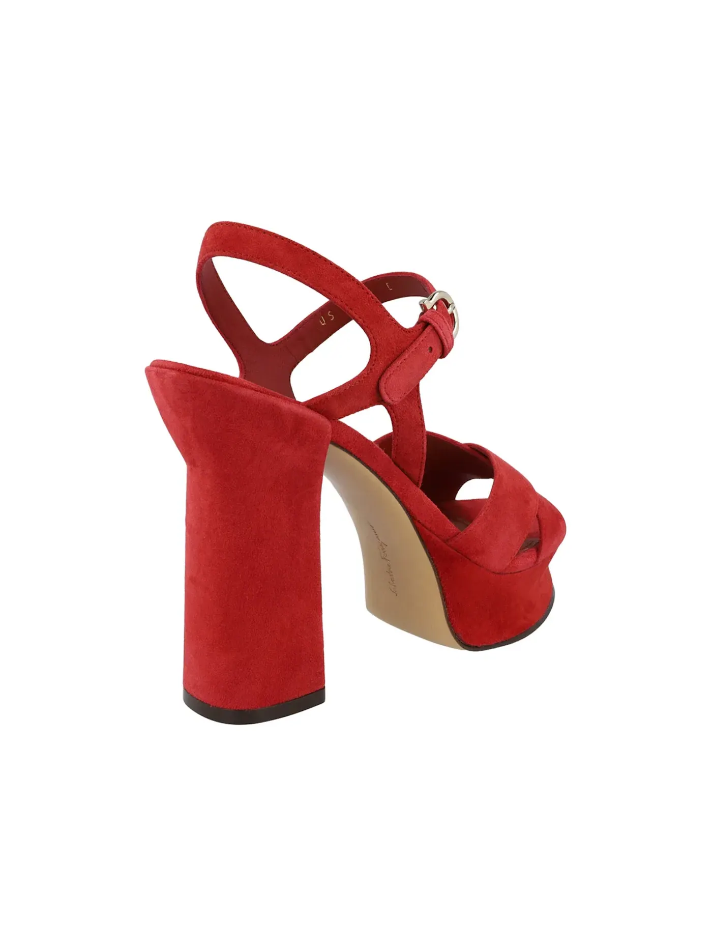 Женские босоножки на платформе из замши Sonya Ferragamo — изображение 3 из 3, красный
