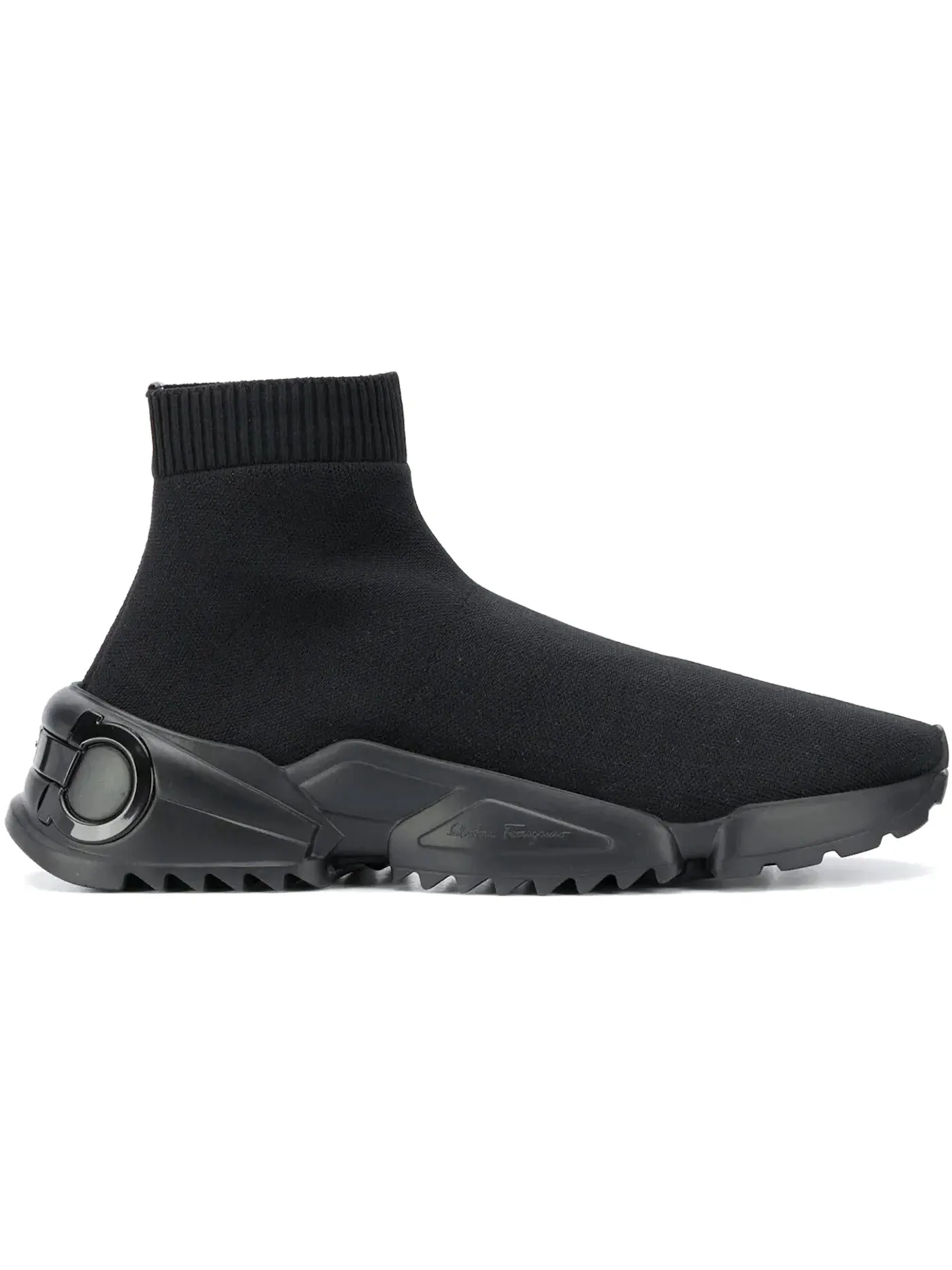 Мужские кроссовки с трикотажным верхом Ferragamo Stretch-Knit Sneakers Ferragamo — изображение 1 из 1, черный